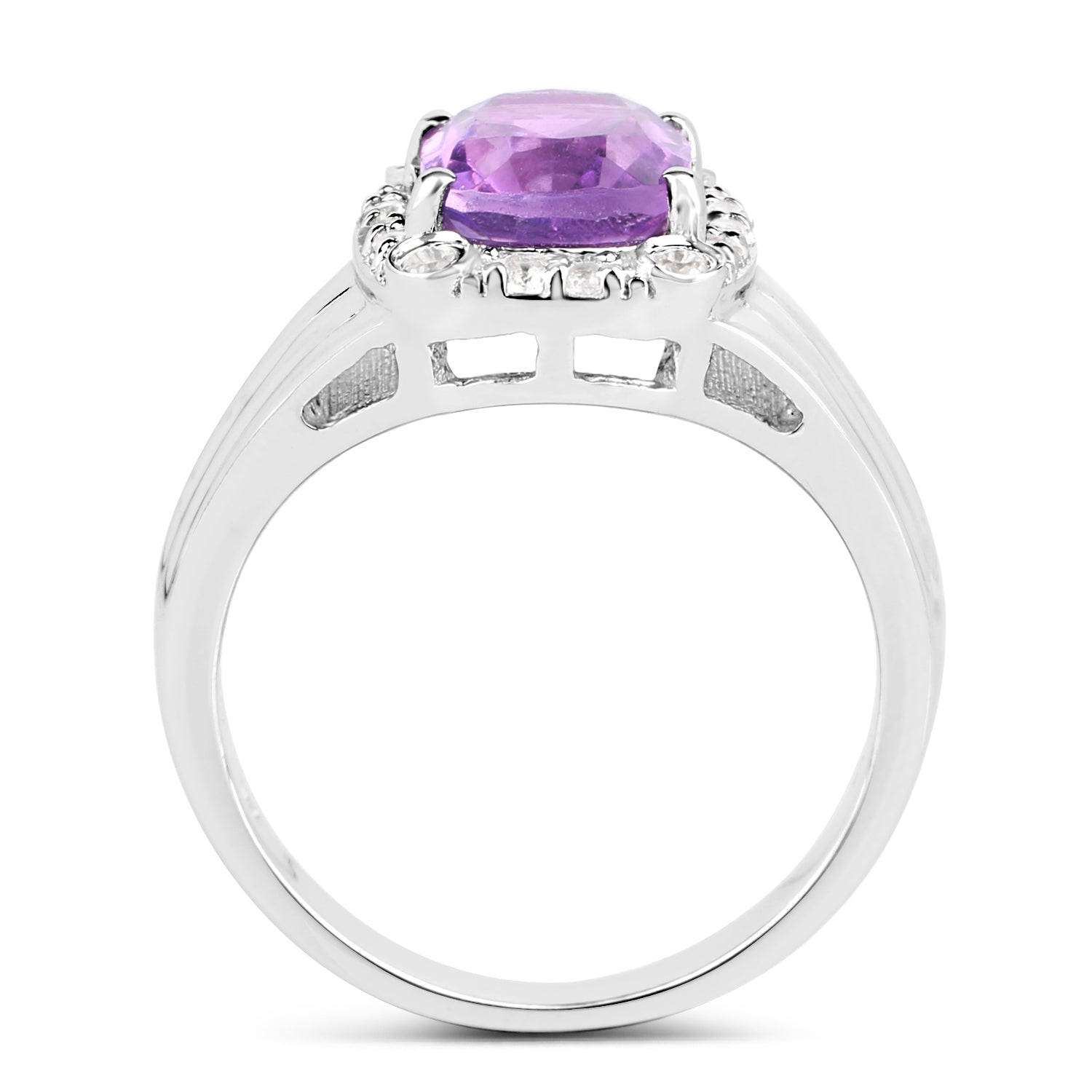 2.13 Carat Genuine Amethyst and White Topaz .925 Sterling Silver Ring by Bids.com