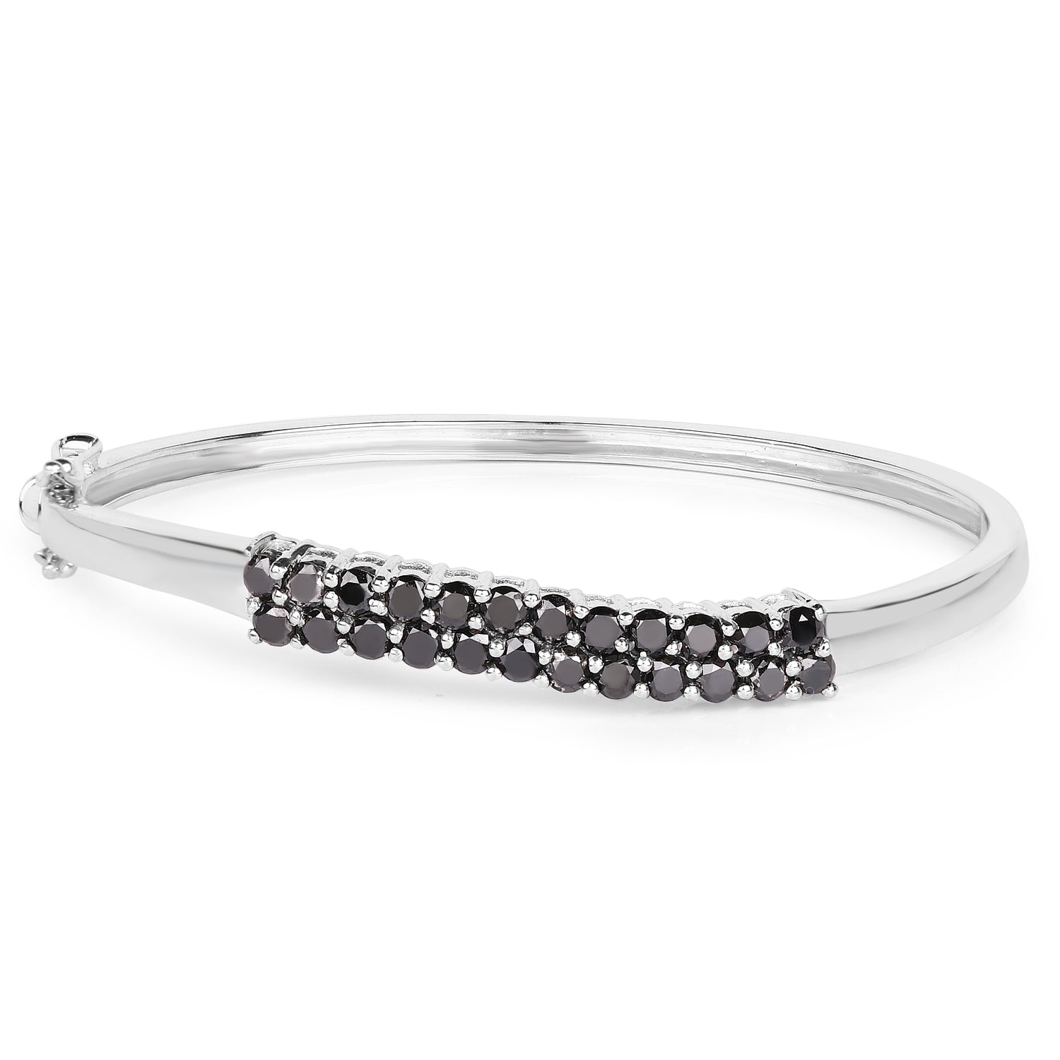 3.53 Carat Genuine Black Diamond .925 Sterling Silver Bangle by Bids.com