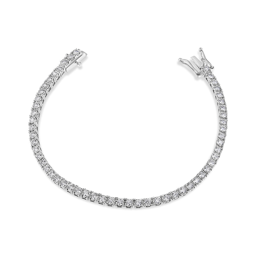 14K White Gold 2.0 Cttw Miracle Set Round-Cut Lab Grown Diamond Illusion 7" Tennis Bracelet (F-G Color, VS2-SI1 Clarity) DestGlow