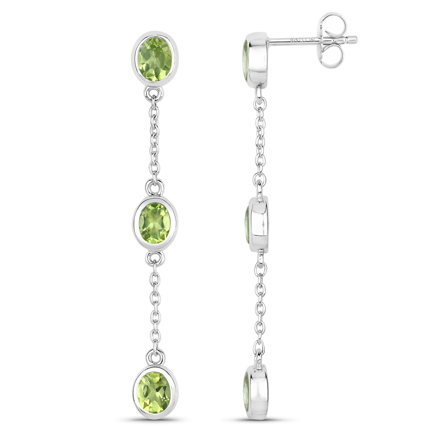 2.10 Carat Genuine Peridot .925 Sterling Silver Earrings by Bids.com