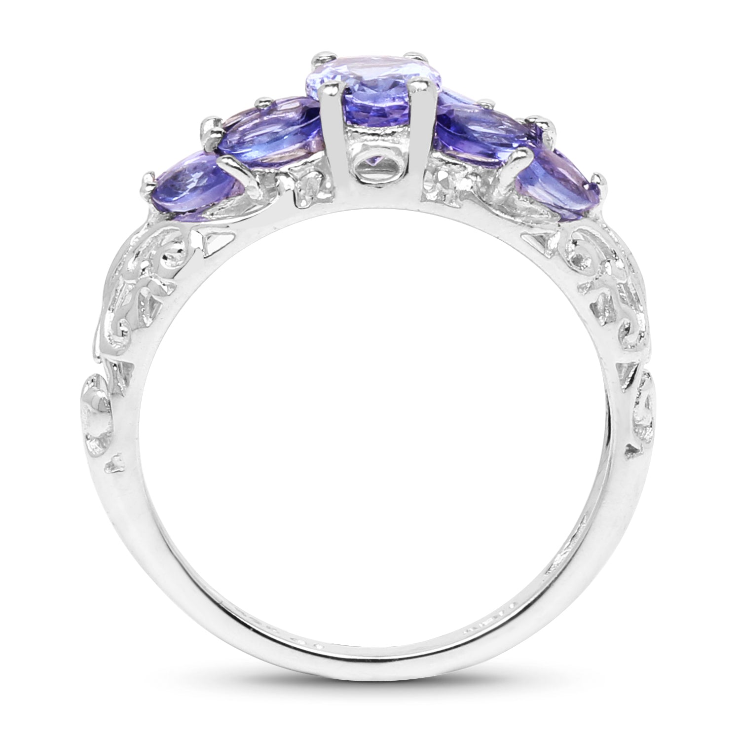 1.63 Carat Genuine Tanzanite .925 Sterling Silver Ring by Bids.com