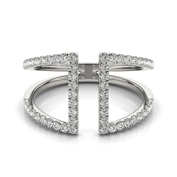 14k White Gold Open Style Dual Band Ring with Diamonds (1/2 cttw) by Bids.com
