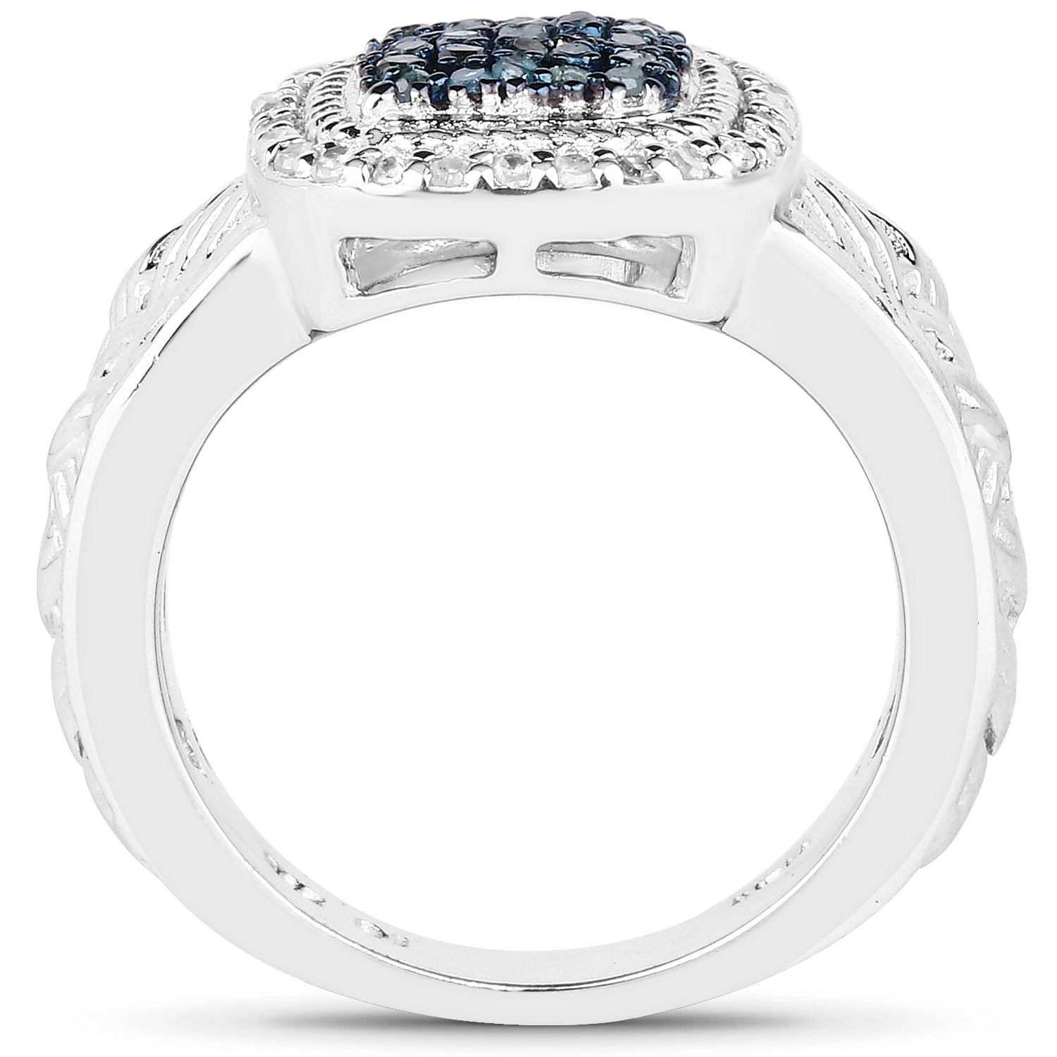 0.28 Carat Genuine Blue Diamond and White Diamond .925 Sterling Silver Ring by Bids.com