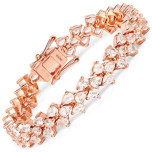14K Rose Gold Plated 10.79 Carat Genuine Morganite .925 Sterling Silver Bracelet DestGlow