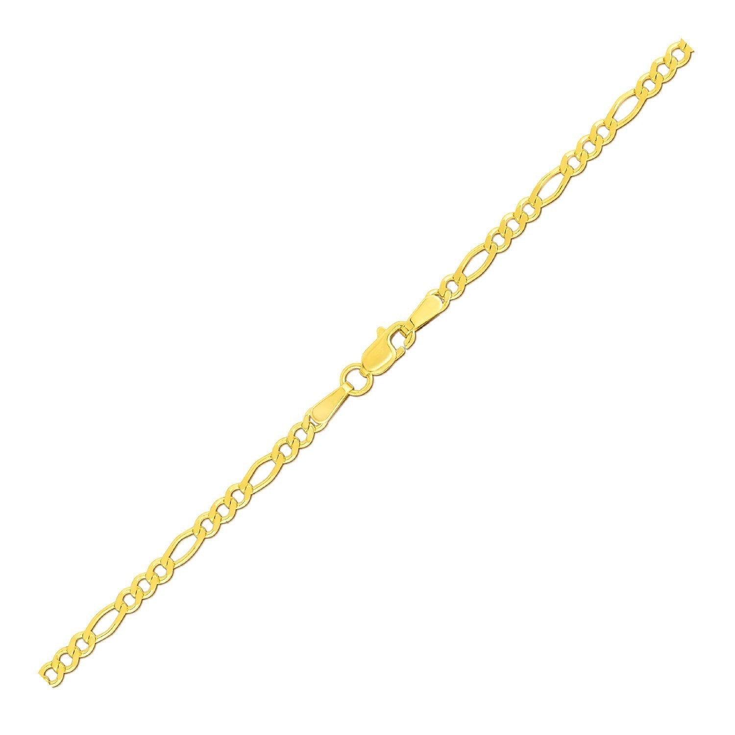 2.8mm 14k Yellow Gold Solid Figaro Bracelet