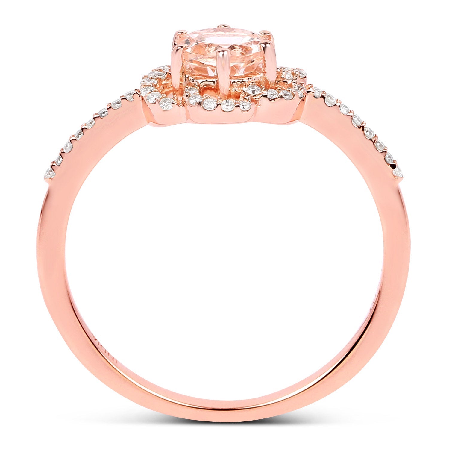 0.54 Carat Genuine Morganite and White Diamond 14K Rose Gold Ring by Bids.com