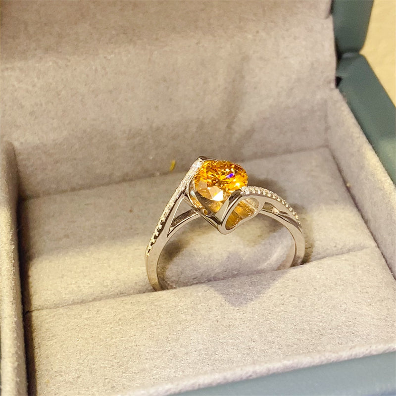 1 Carat Yellow Brilliant Round Cut Sparkala™ Pure Sterling Silver Ring by Sparkala
