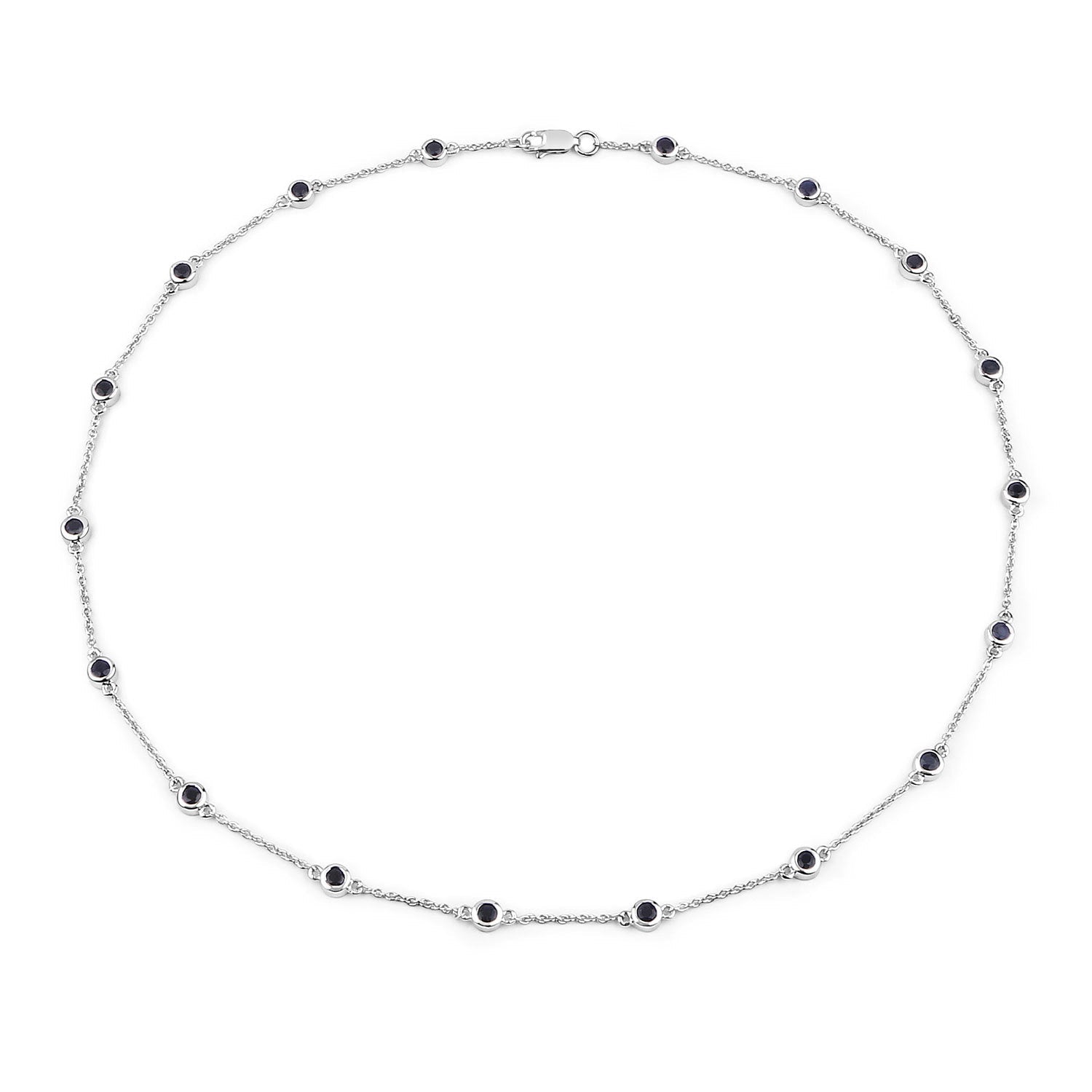 1.98 Carat Genuine Blue Sapphire .925 Sterling Silver Necklace DestGlow