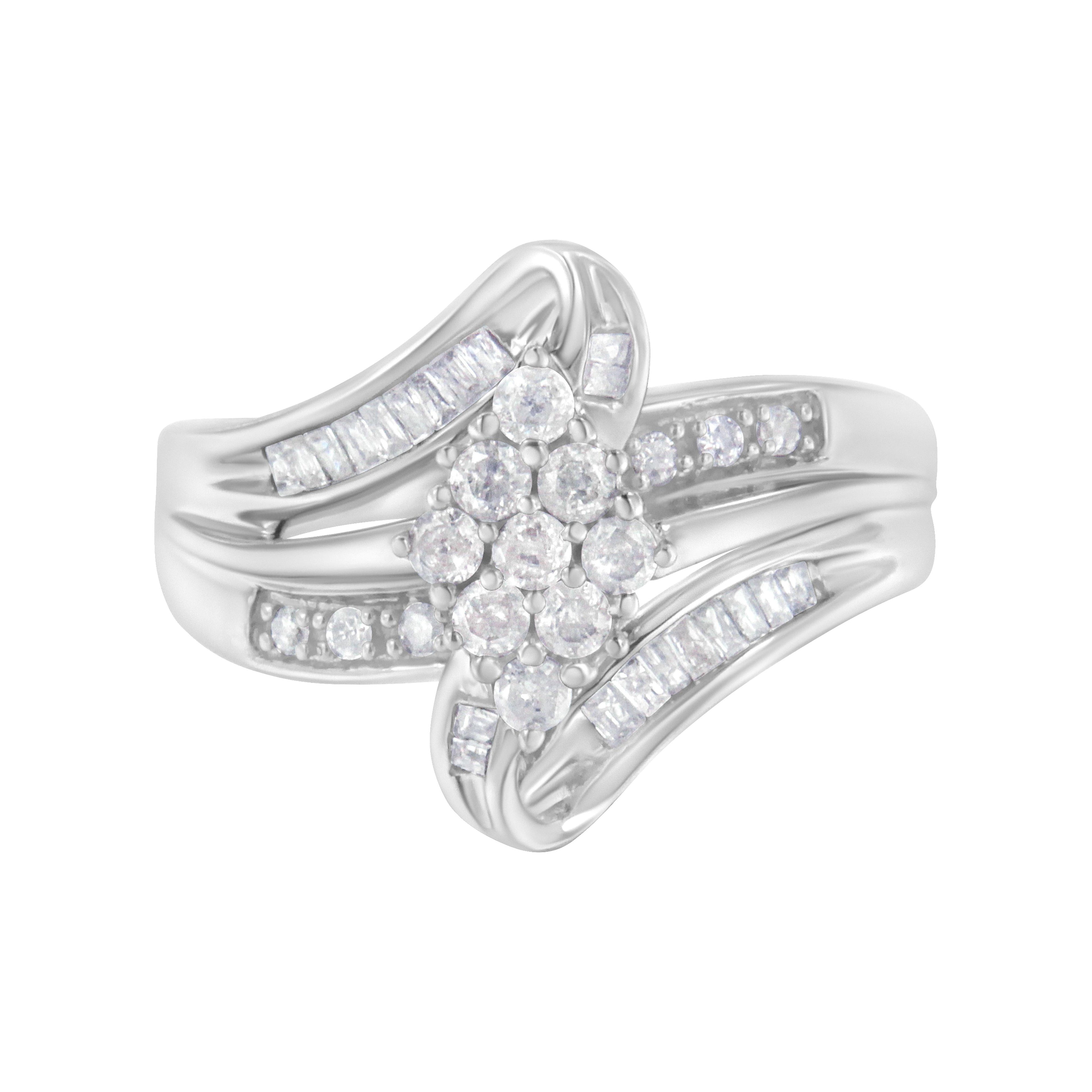 10K White Gold 1/2 cttw Diamond Cluster Ring (H-I Clarity, I2-I3 Color) - Size 6 by Bids.com