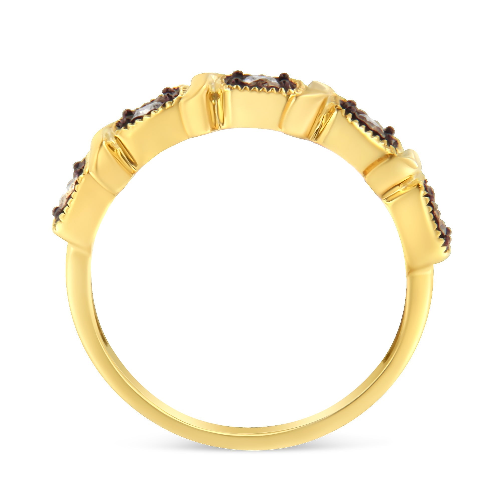 10K Yellow Gold Flashed .925 Sterling Silver Miracle-Set Diamond 5-Stone Ring Band (1/4 Cttw, J-K Color, I2-I3 Clarity) - Size 7 DestGlow