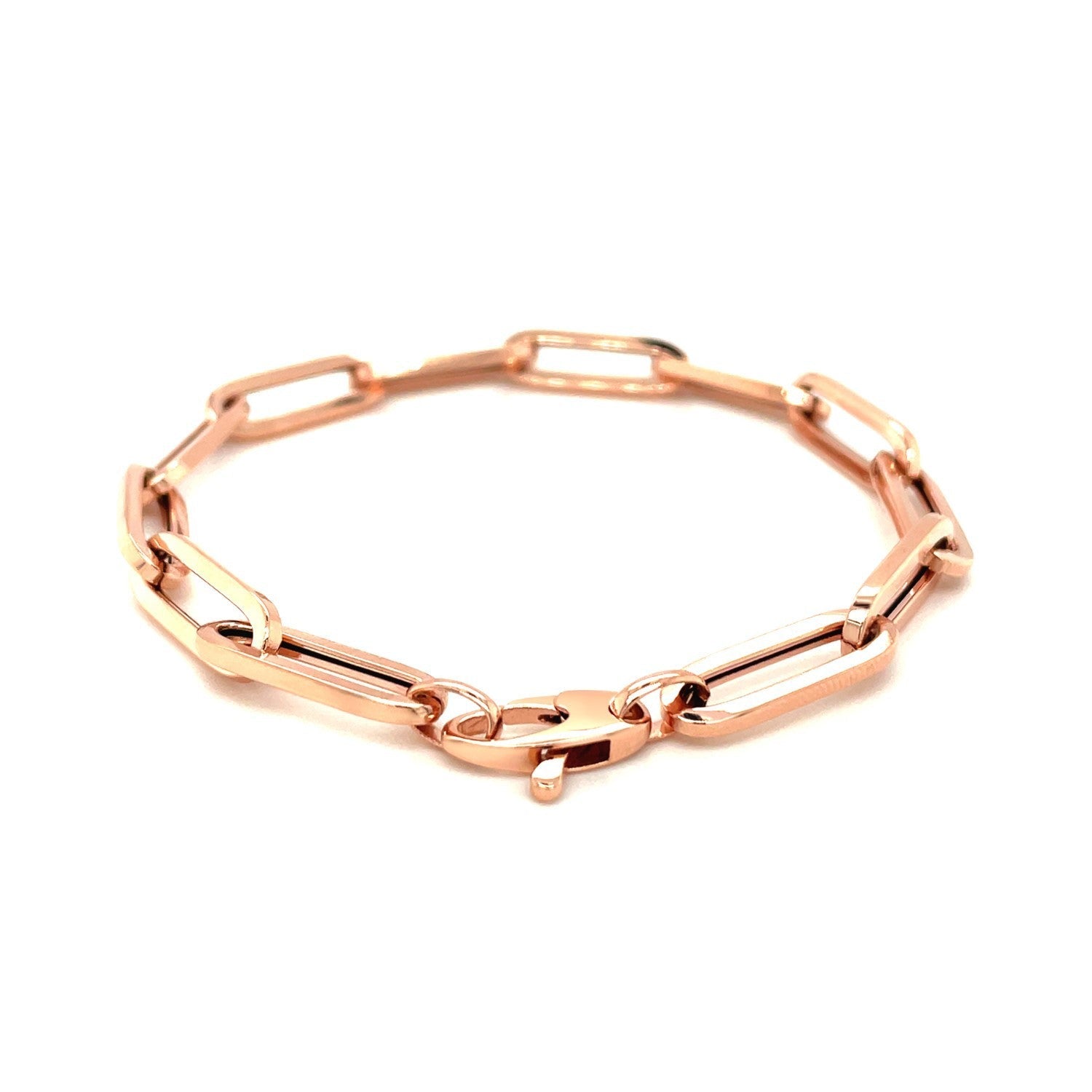 14K Rose Gold Extra Wide Paperclip Chain Bracelet by Bids.com