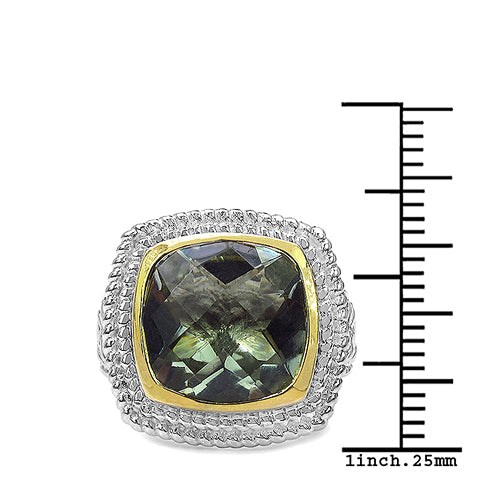 6.31 Carat Genuine Green Amethyst & White Diamond .925 Sterling Silver Ring by Bids.com