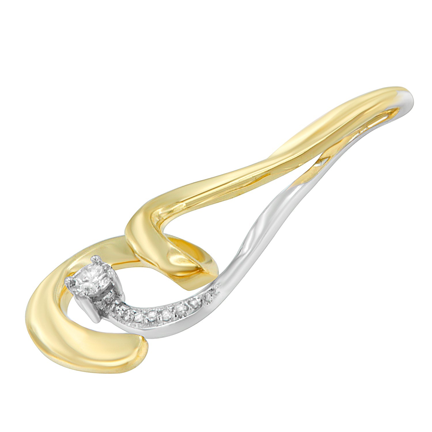 Espira 10K Two-Tone Gold 1/10 cttw Round Cut Diamond Swirl Pendant Necklace (I-J, I2-I3) by Bids.com