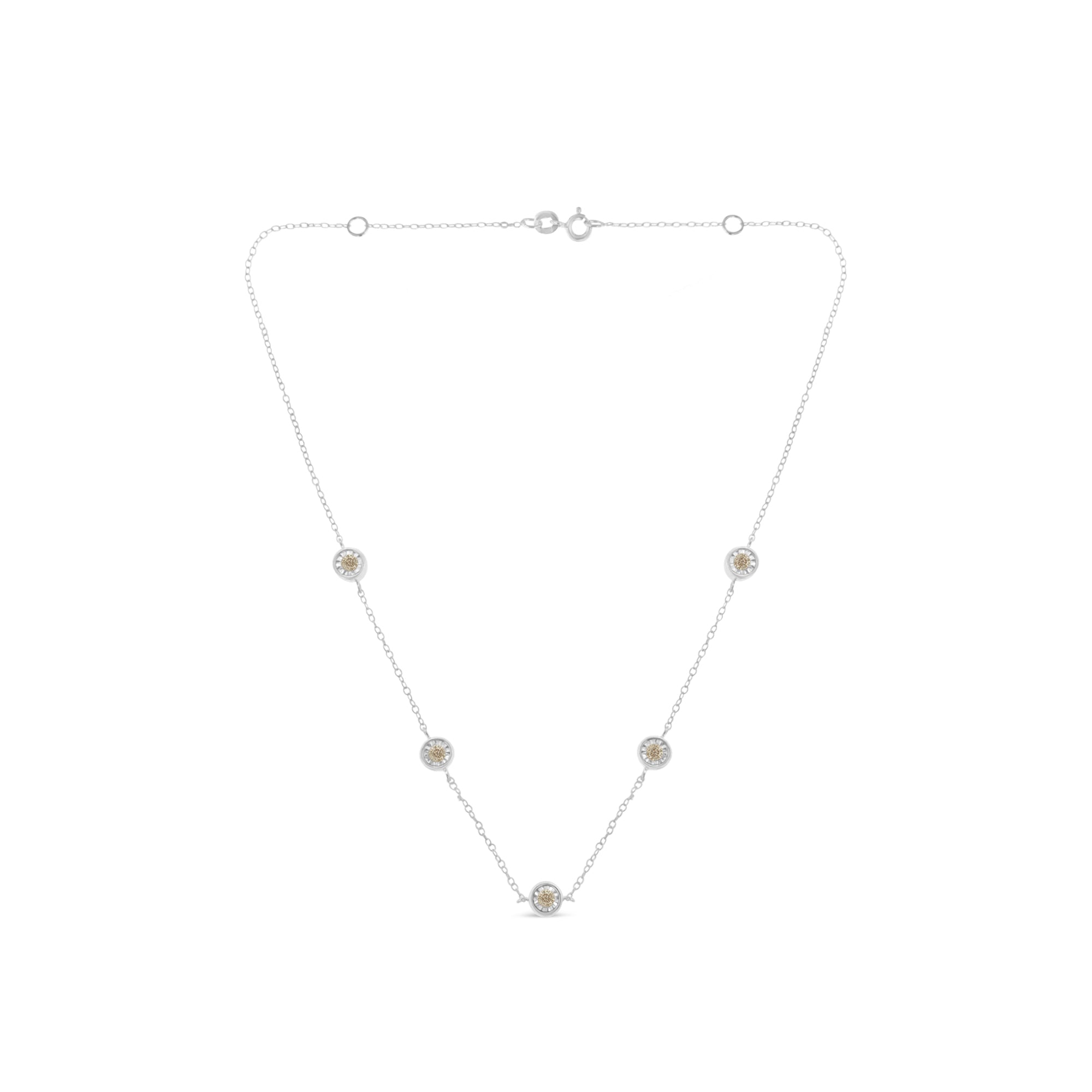 Sterling Silver Diamond Station Necklace (1/2 cttw, I-J Color, I1-I2 Clarity) by Bids.com