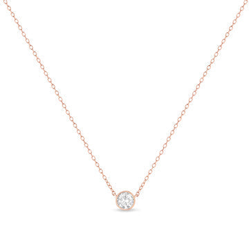 .925 Sterling Silver 1/2 Cttw Diamond Bezel 18" Pendant Necklace (I-J Color, I2-I3 Clarity)