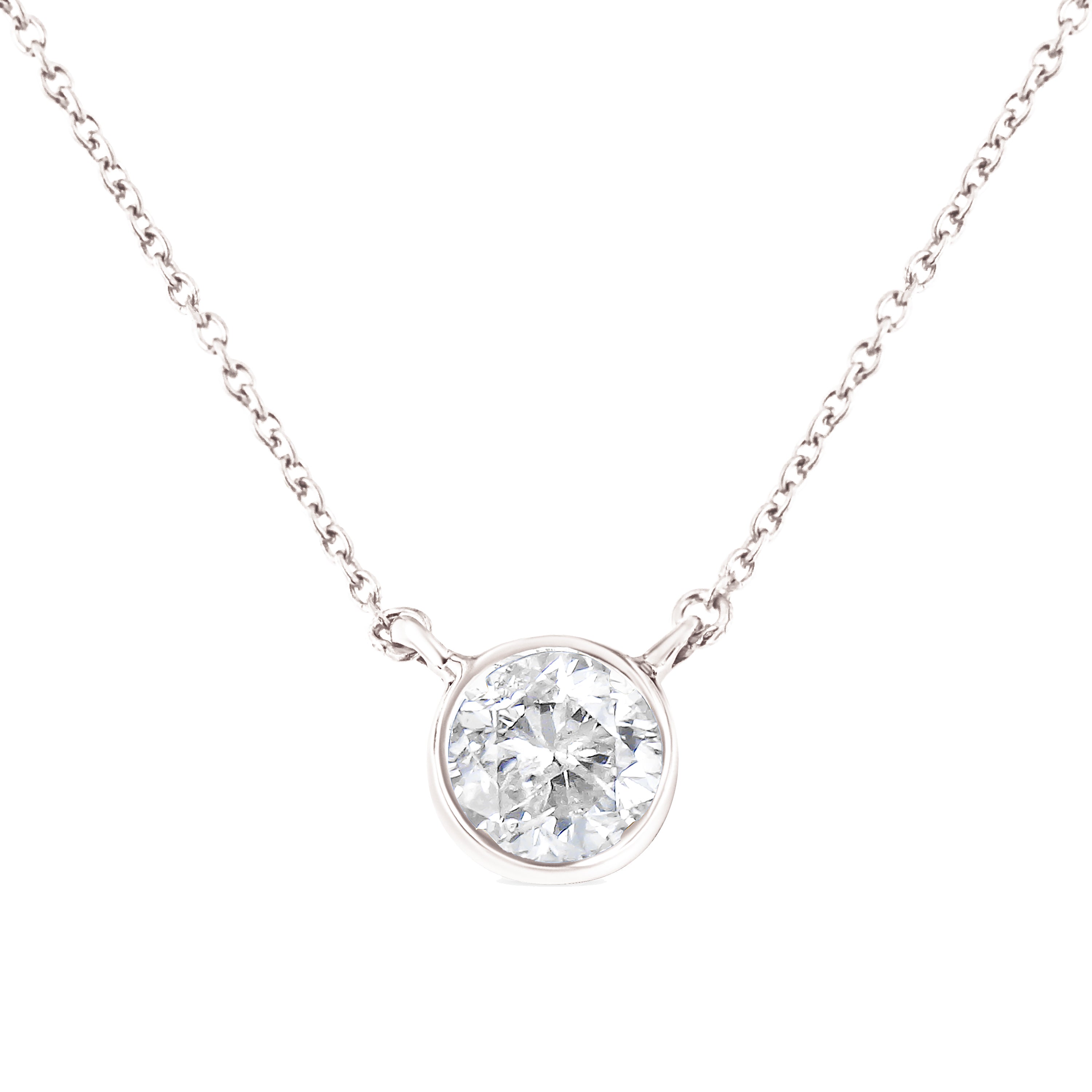 .925 Sterling Silver 1/2 Cttw Diamond Bezel 18" Pendant Necklace (I-J Color, I2-I3 Clarity) by Bids.com