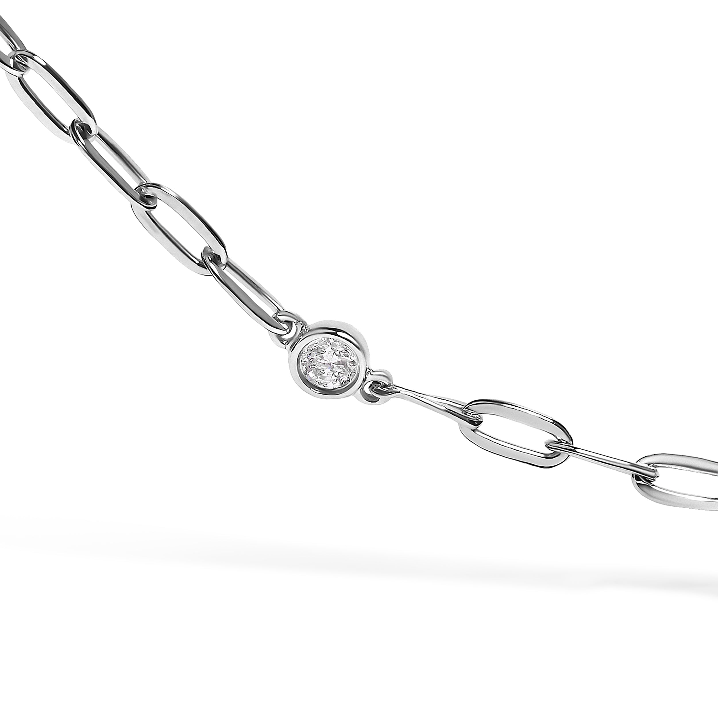 14K White Gold Bezel Set 1.00 Cttw Diamond 11 Station Necklace DestGlow