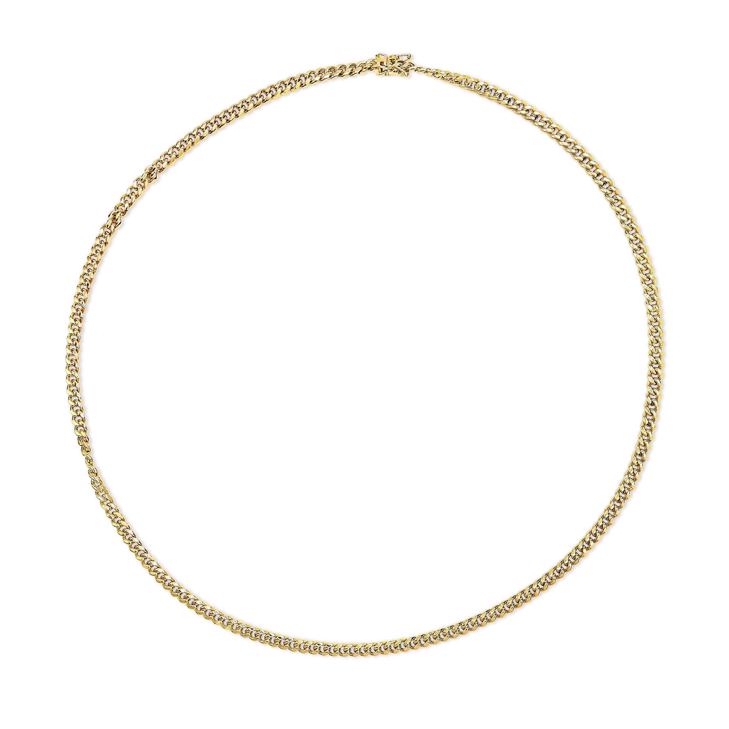 Semi-Solid 14K Yellow Gold 4.5mm Miami Cuban Chain Necklace - Unisex Chain - 22 Inches DestGlow