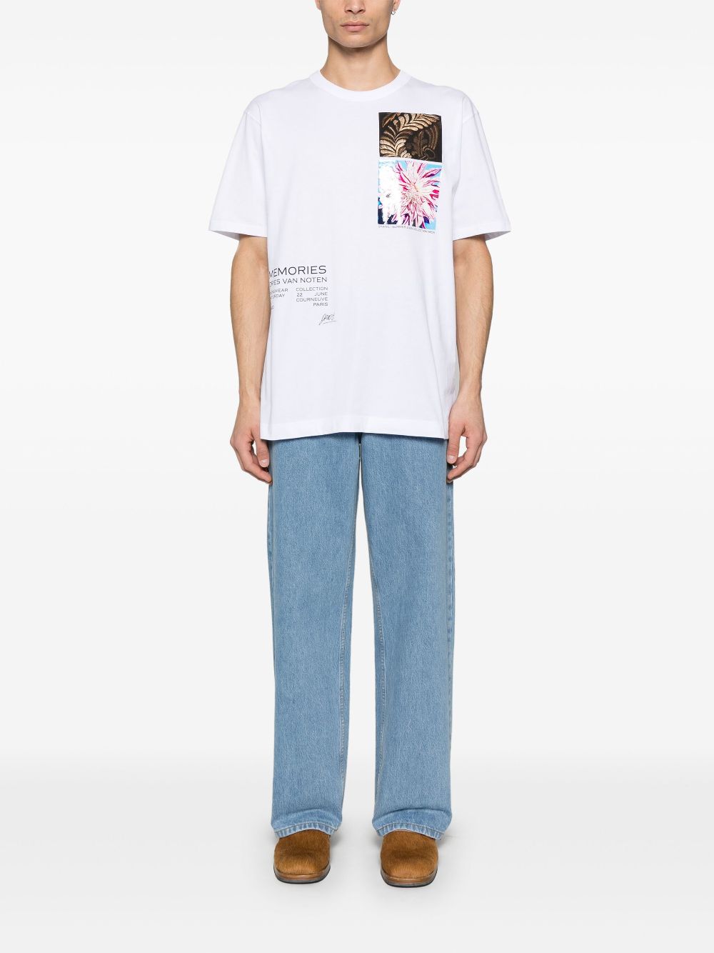 Dries Van Noten Men Heer Pr 1600 M.K.Ss.T-Shirt Whi DestGlow