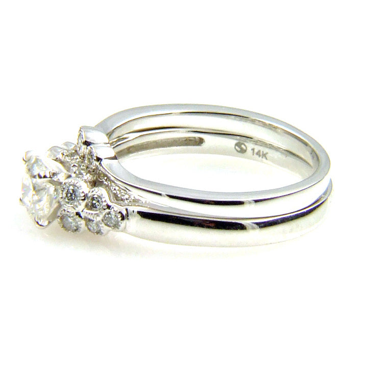 .90ct Antique Style Engagement Ring Set 14KT White Gold by Bids.com