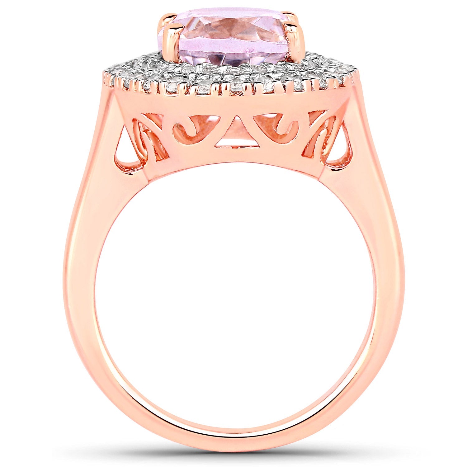 5.48 Carat Genuine Kunzite and White Topaz .925 Sterling Silver Ring by Bids.com