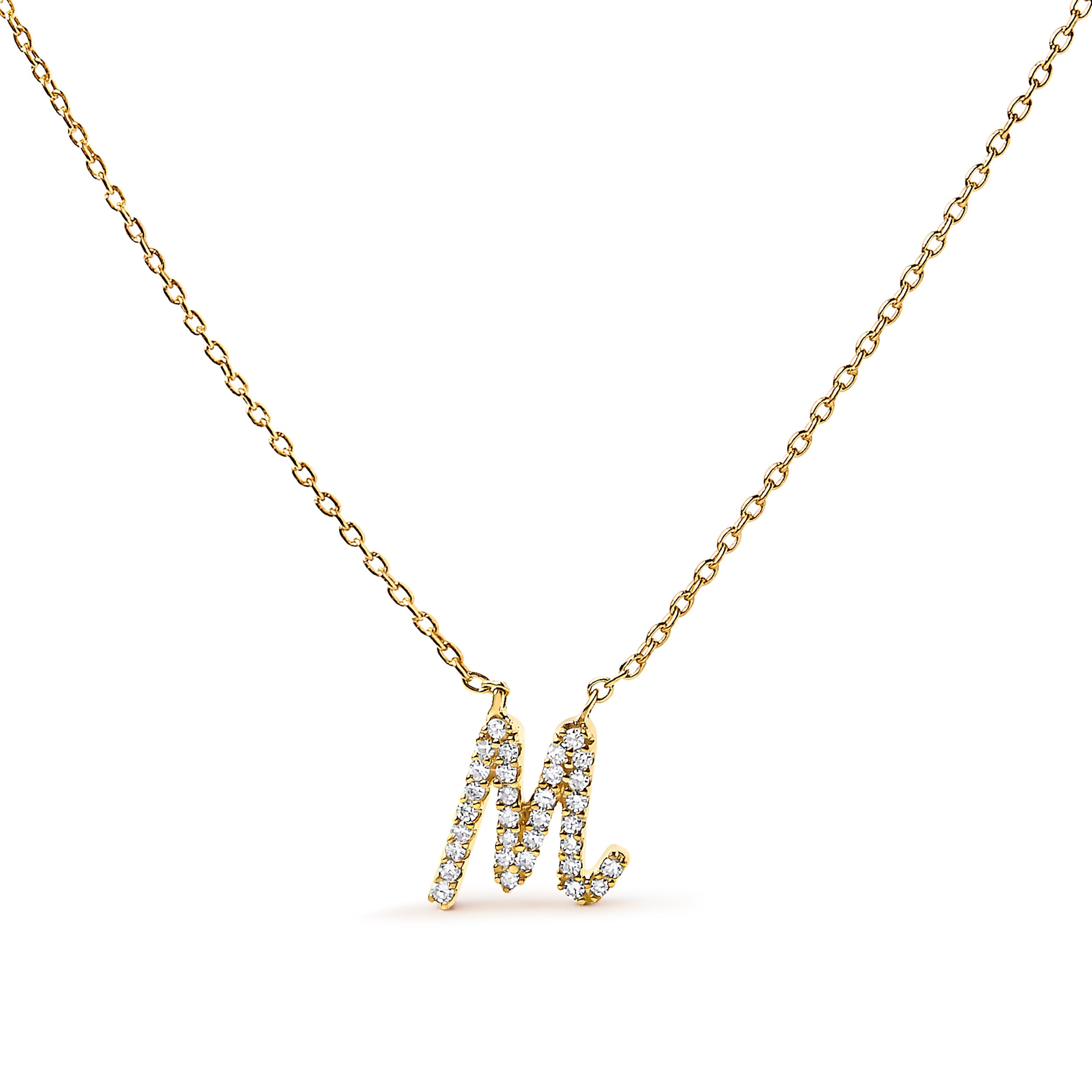 10K White Gold Diamond Accent "A" Initial Script Style Pendant Necklace by Bids.com