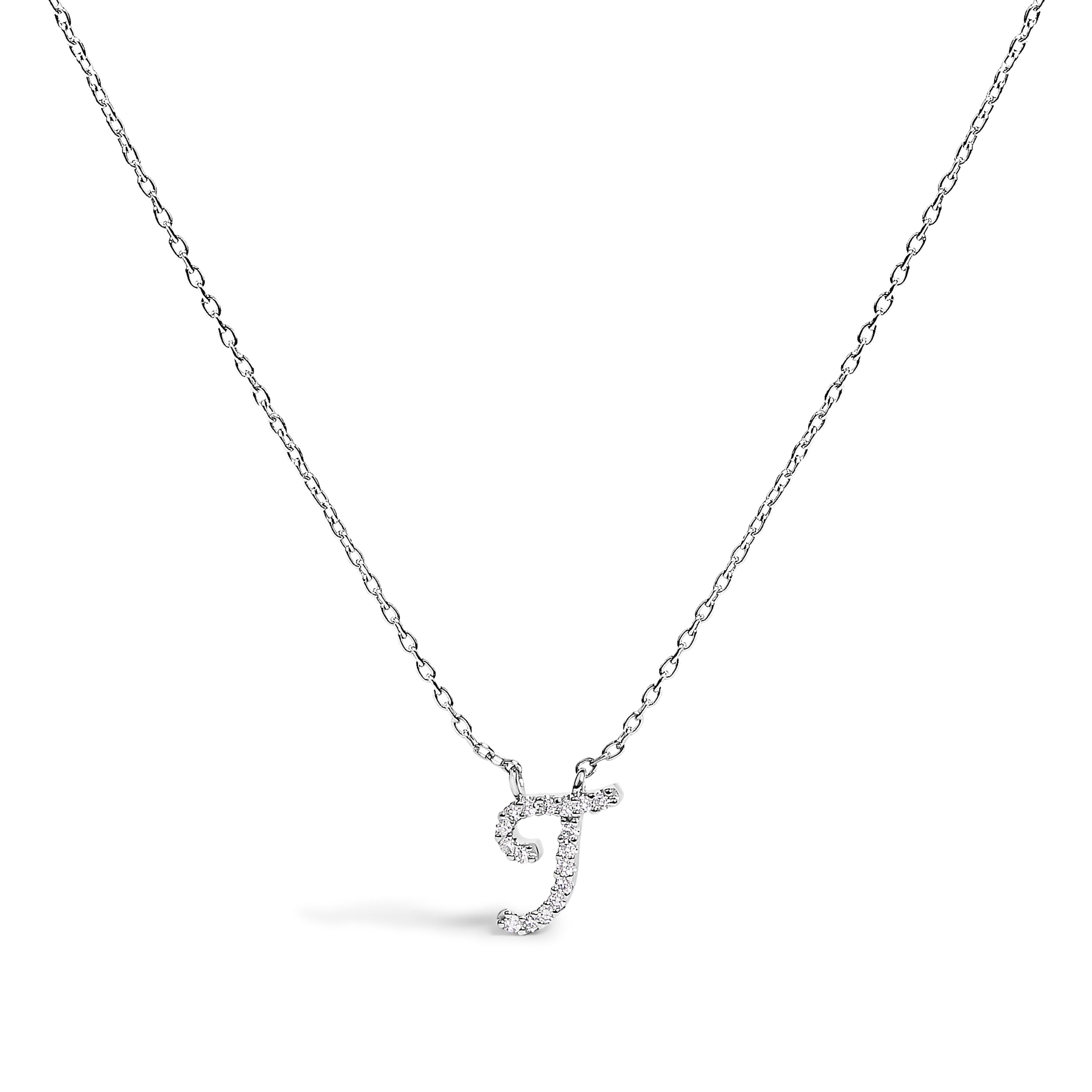 10K White Gold Diamond Accent "A" Initial Script Style Pendant Necklace by Bids.com