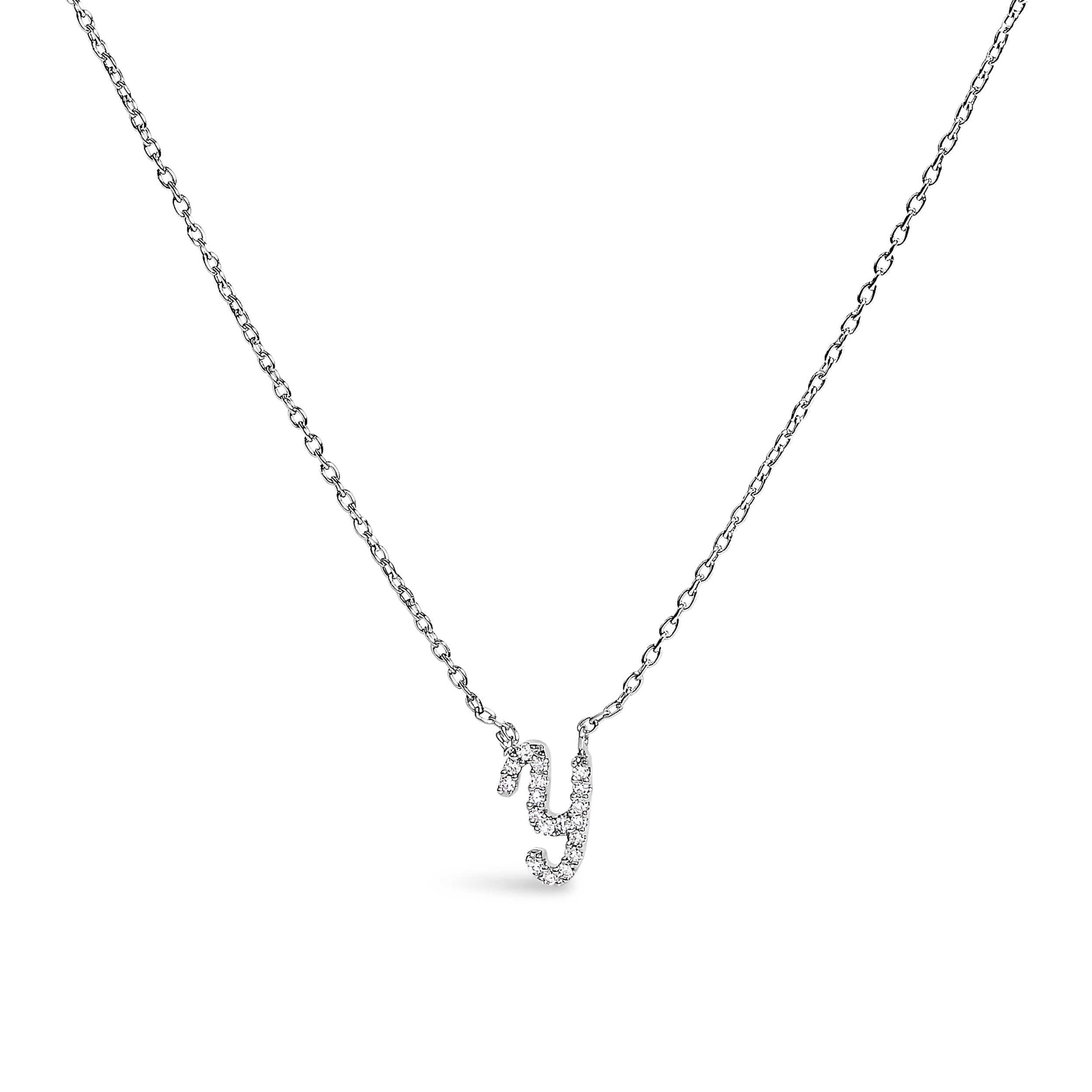 10K White Gold Diamond Accent "A" Initial Script Style Pendant Necklace by Bids.com