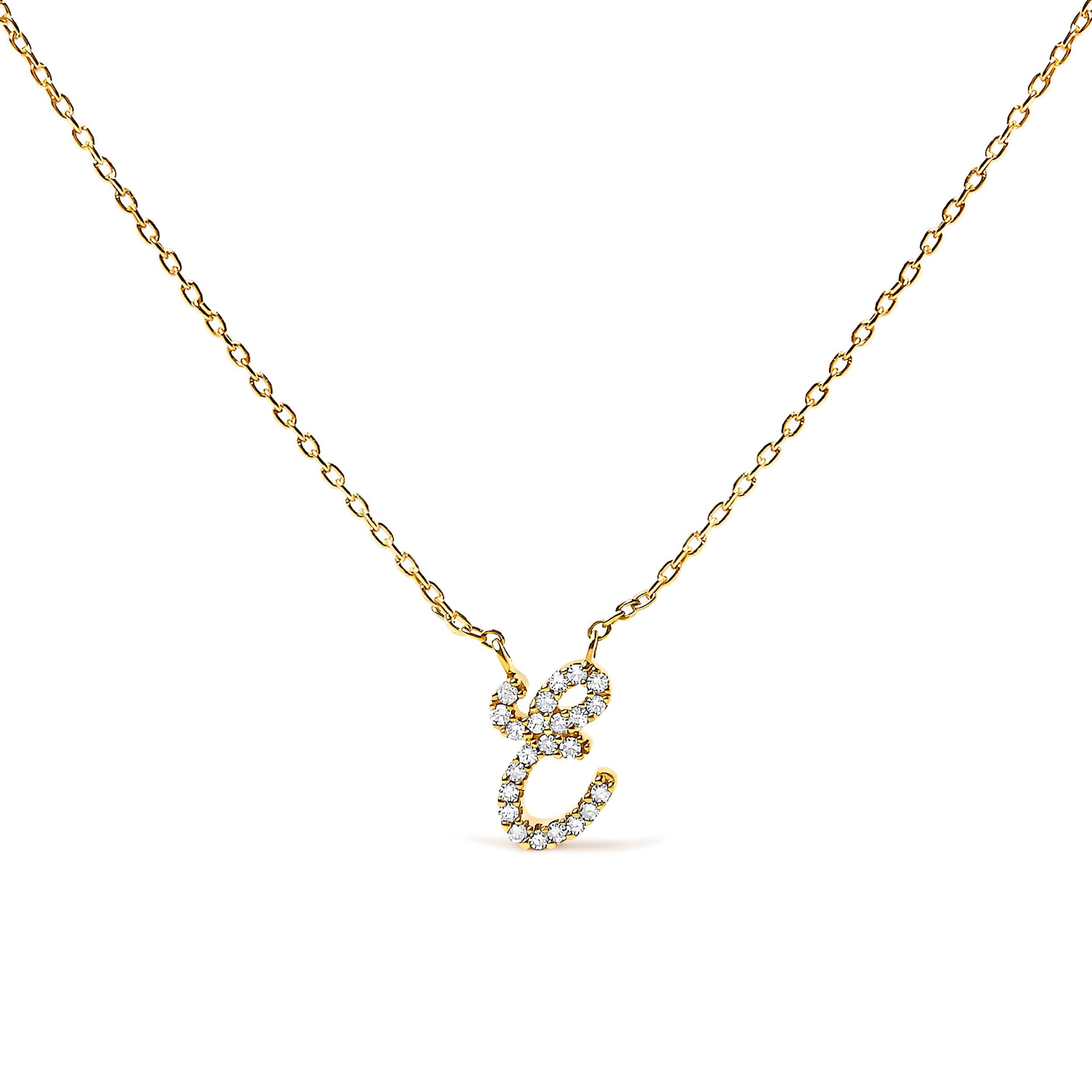10K White Gold Diamond Accent "A" Initial Script Style Pendant Necklace by Bids.com