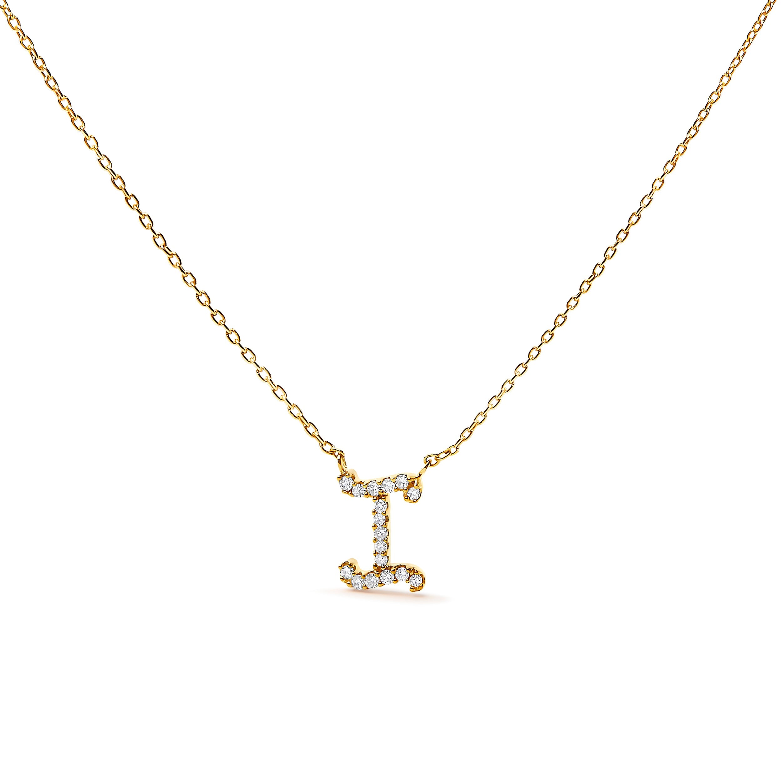 10K White Gold Diamond Accent "A" Initial Script Style Pendant Necklace by Bids.com