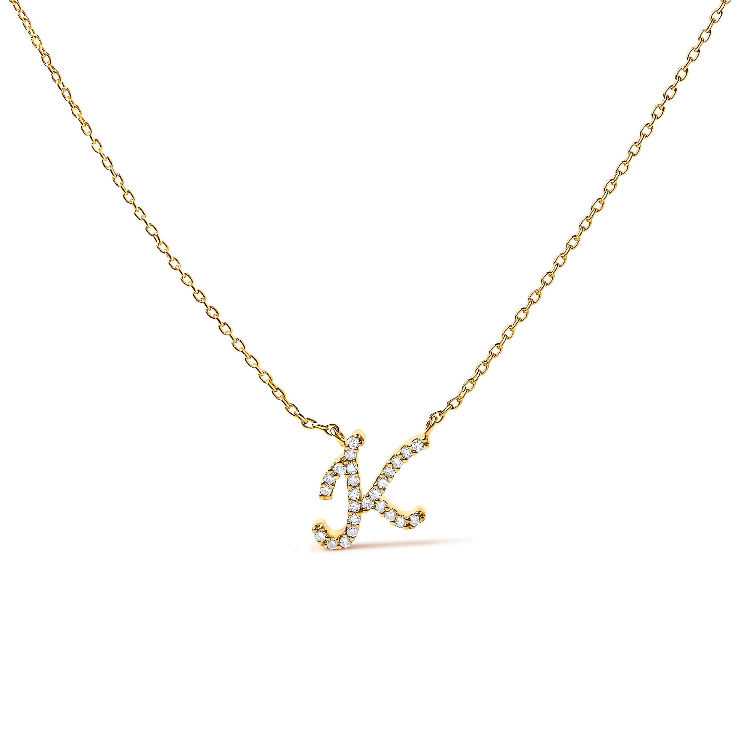 10K White Gold Diamond Accent "A" Initial Script Style Pendant Necklace by Bids.com