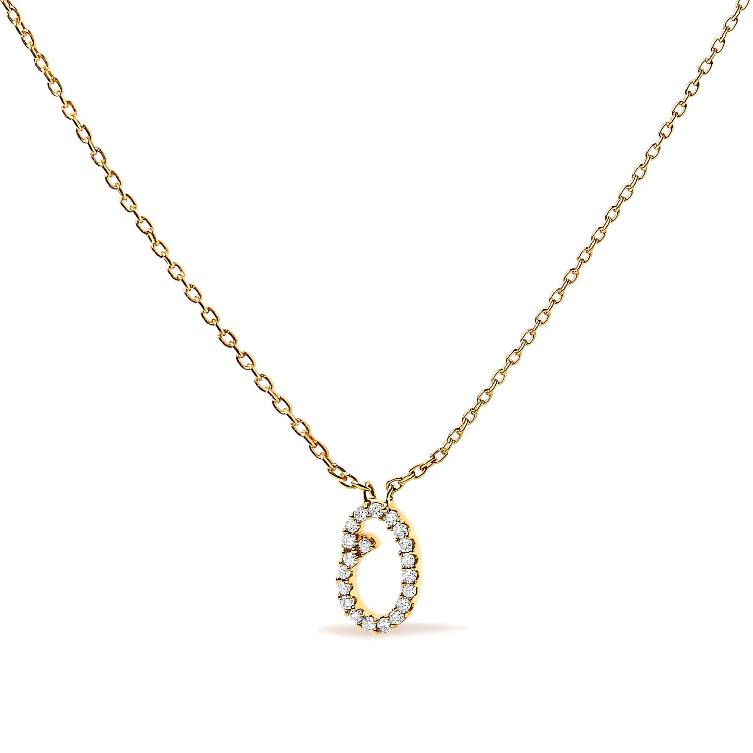 10K White Gold Diamond Accent "A" Initial Script Style Pendant Necklace by Bids.com