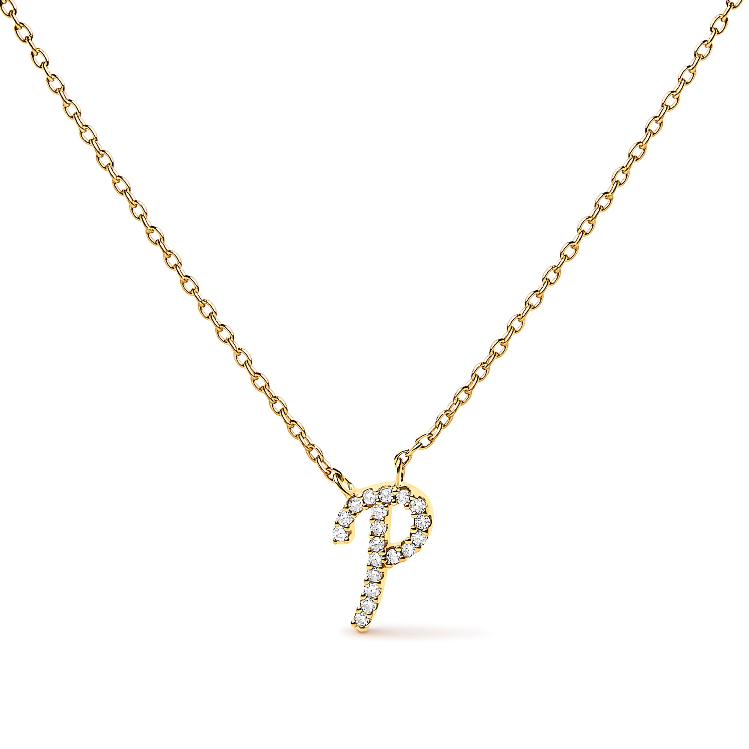 10K White Gold Diamond Accent "A" Initial Script Style Pendant Necklace by Bids.com