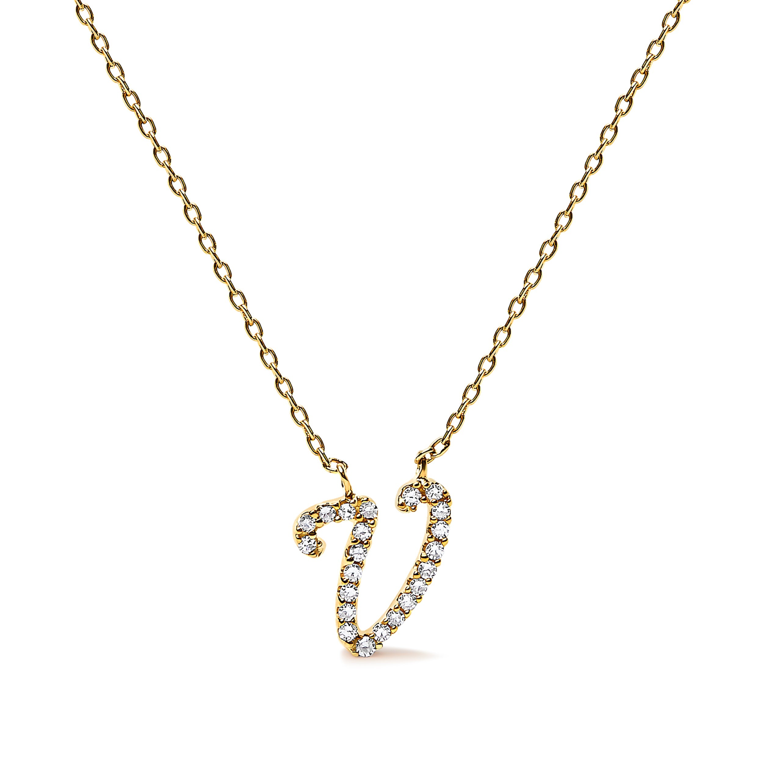 10K White Gold Diamond Accent "A" Initial Script Style Pendant Necklace by Bids.com