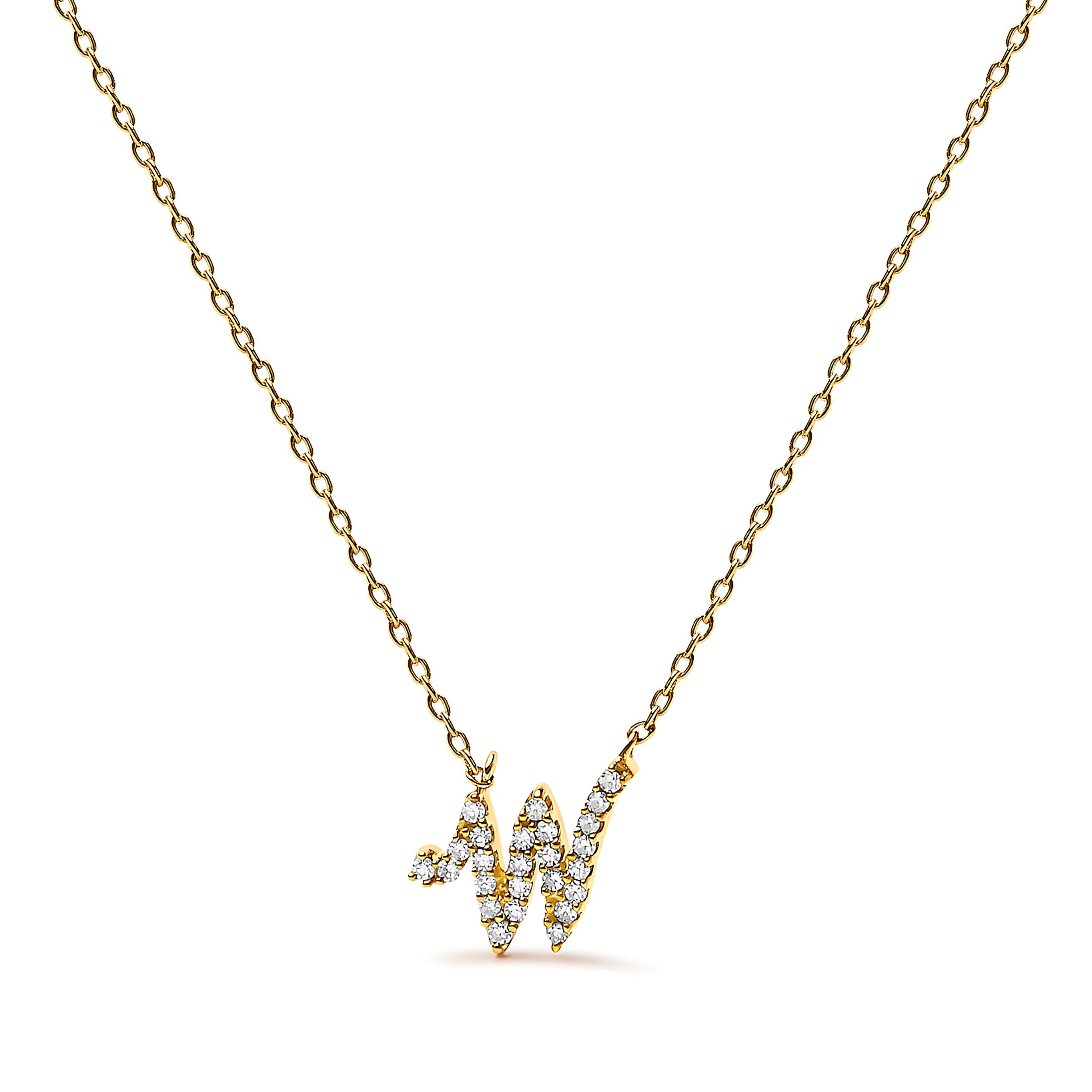 10K White Gold Diamond Accent "A" Initial Script Style Pendant Necklace by Bids.com