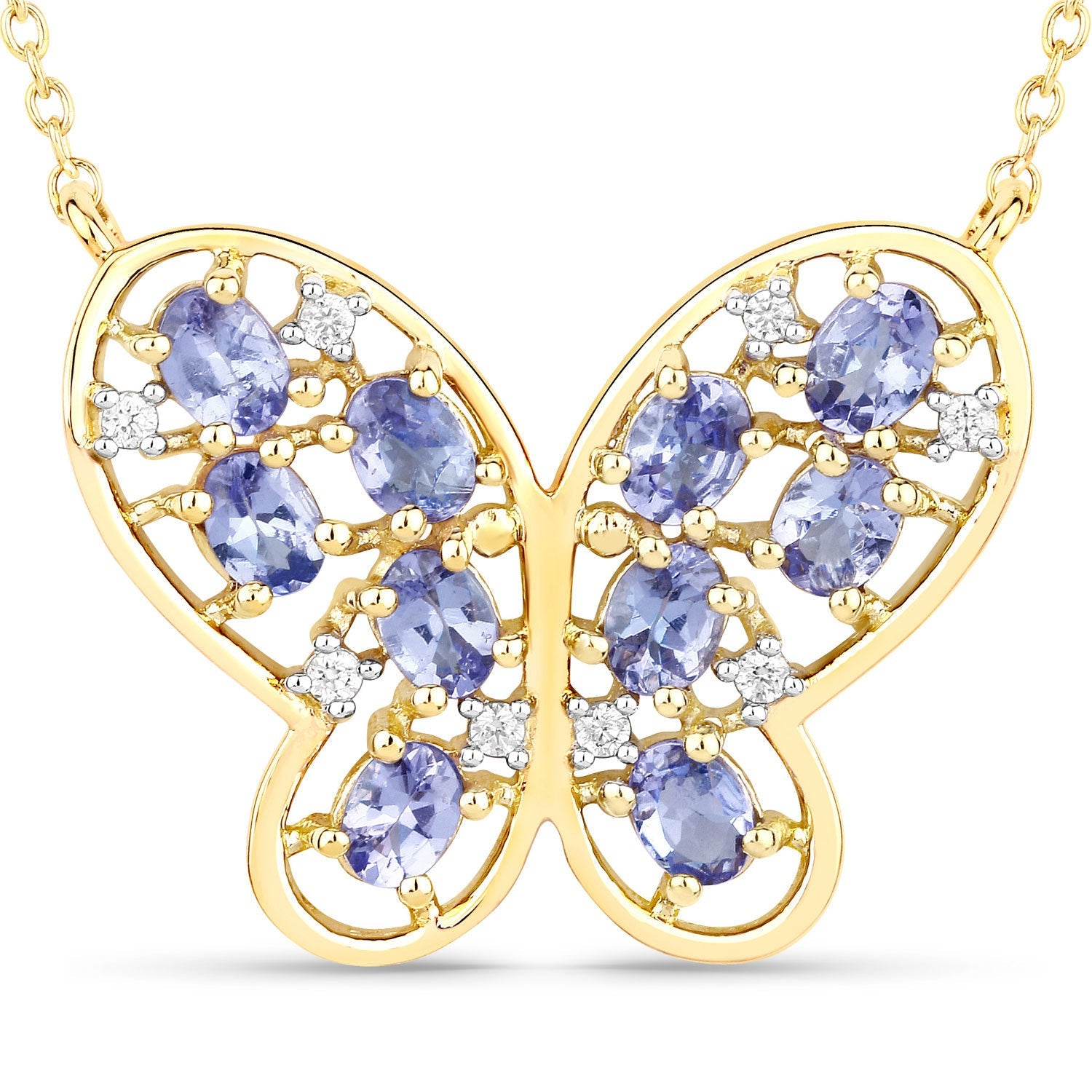 1.86 Carat Genuine Tanzanite and White Zircon .925 Sterling Silver Necklace by Bids.com