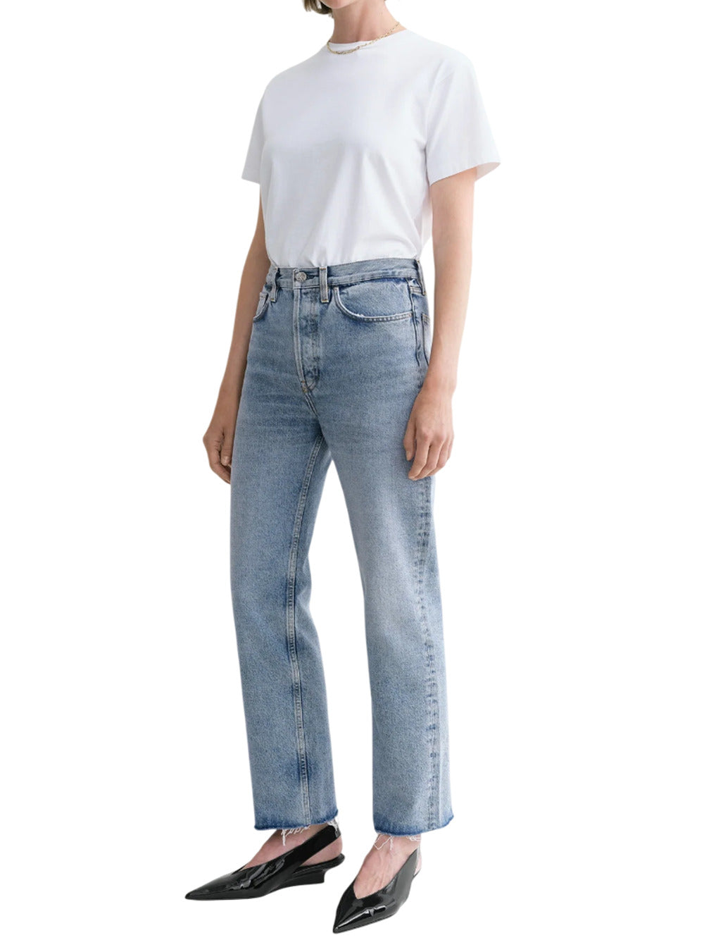 Toteme Women Distressed Blue Classic Cut Denim by Luosophy