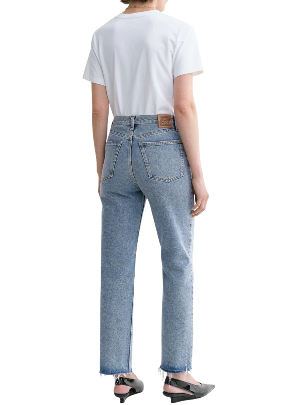 Toteme Women Distressed Blue Classic Cut Denim by Luosophy