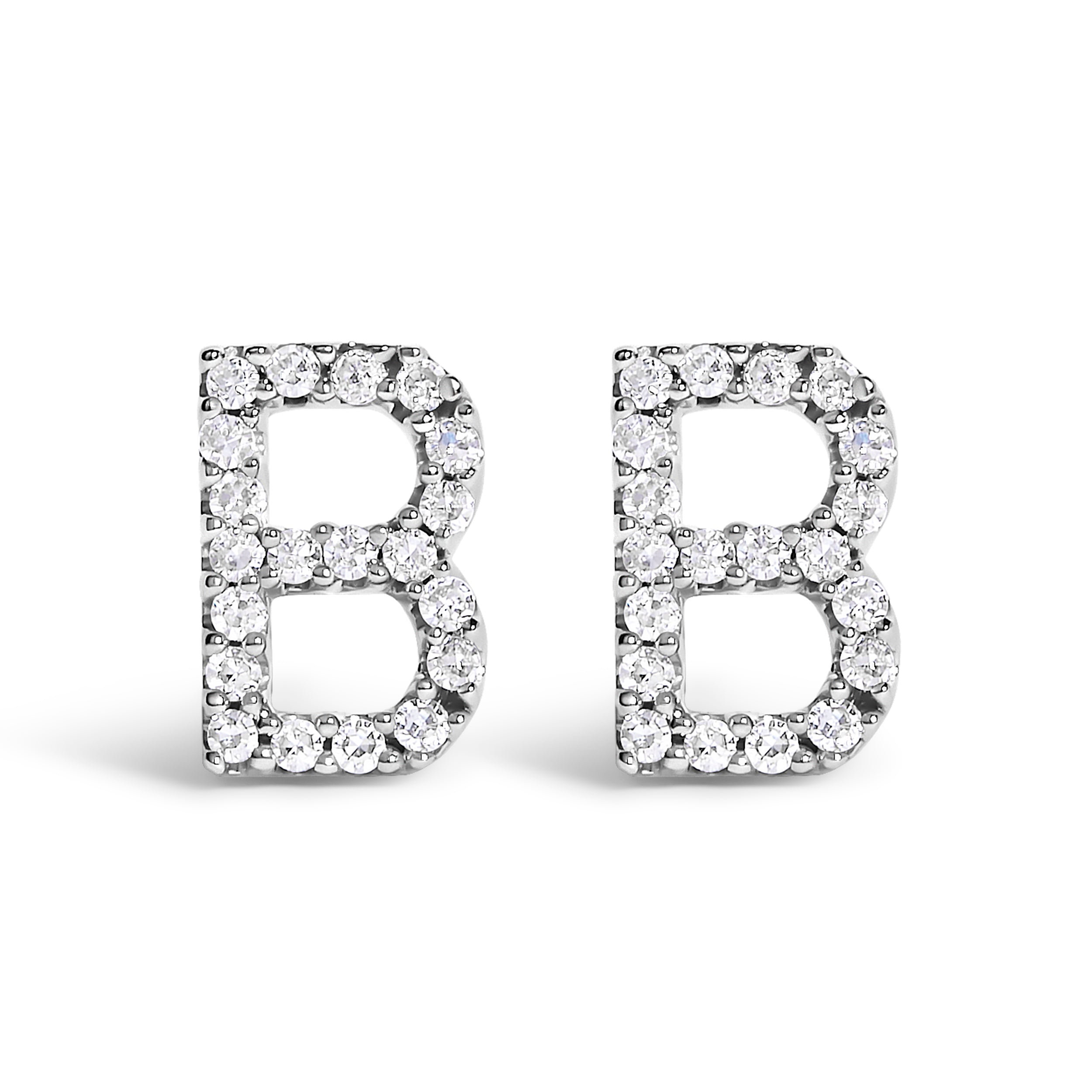 10K White Gold 1/10 Cttw Diamond Initial “A†Stud Earring by Bids.com