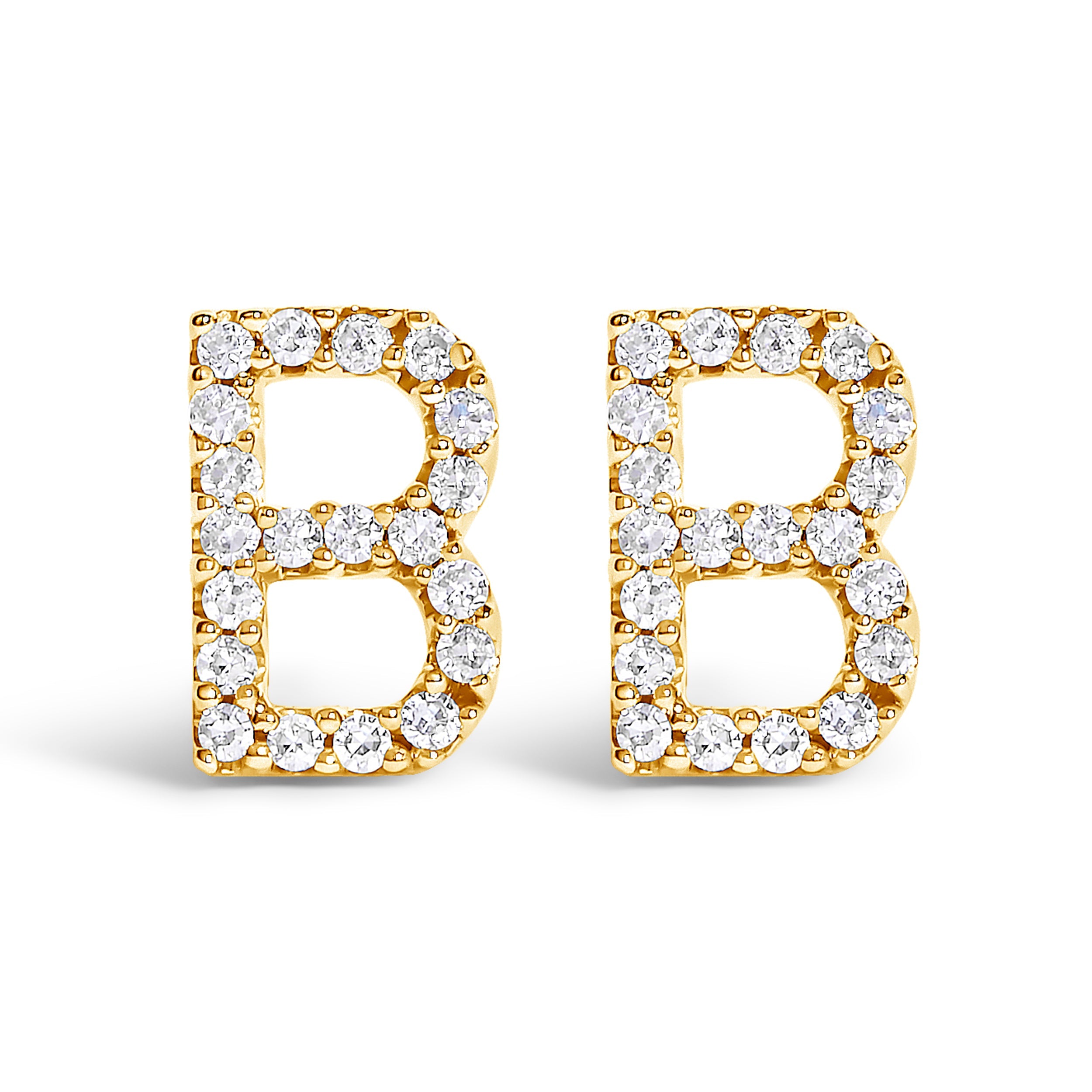 10K White Gold 1/10 Cttw Diamond Initial “A†Stud Earring by Bids.com