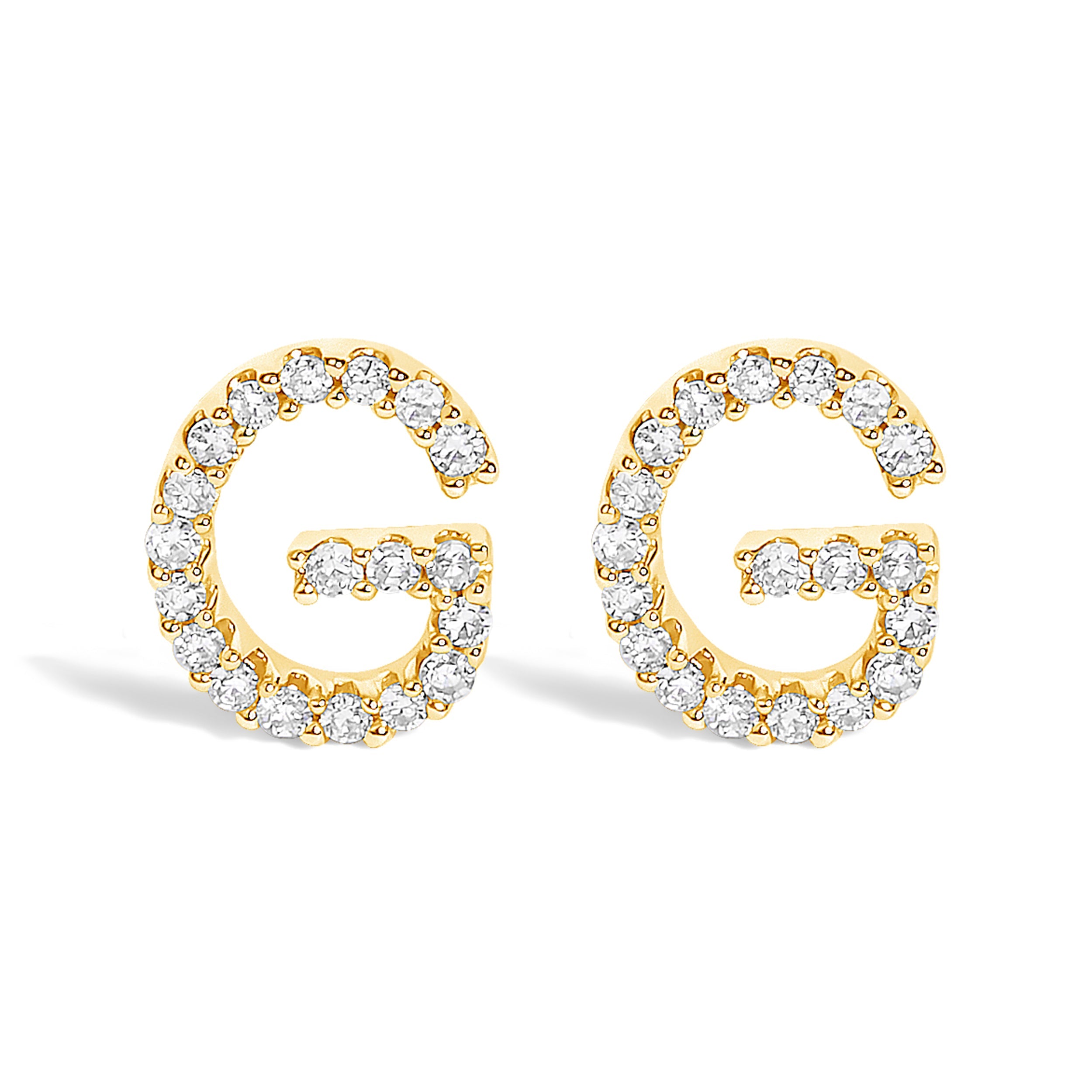10K White Gold 1/10 Cttw Diamond Initial “A†Stud Earring by Bids.com