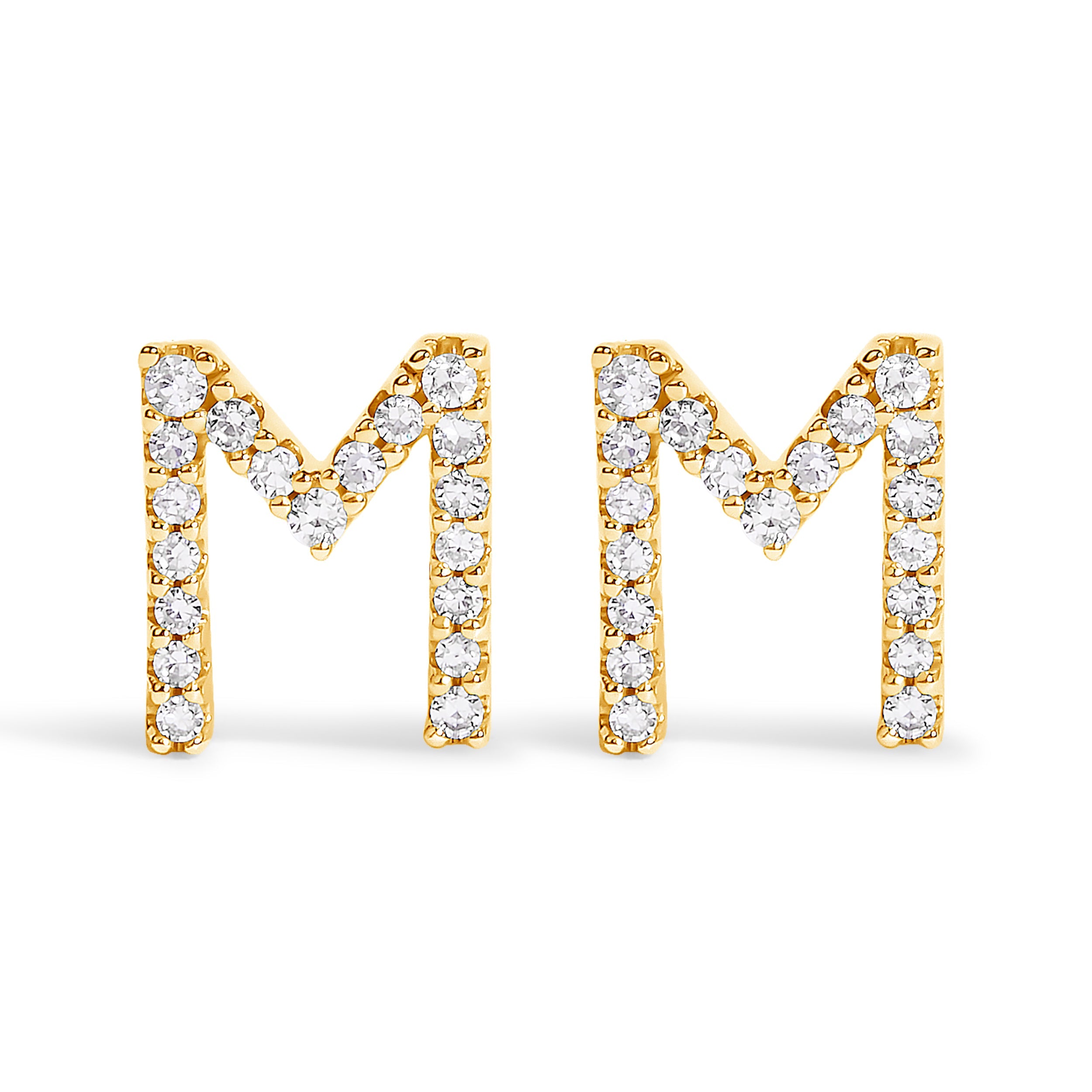 10K White Gold 1/10 Cttw Diamond Initial “A†Stud Earring by Bids.com