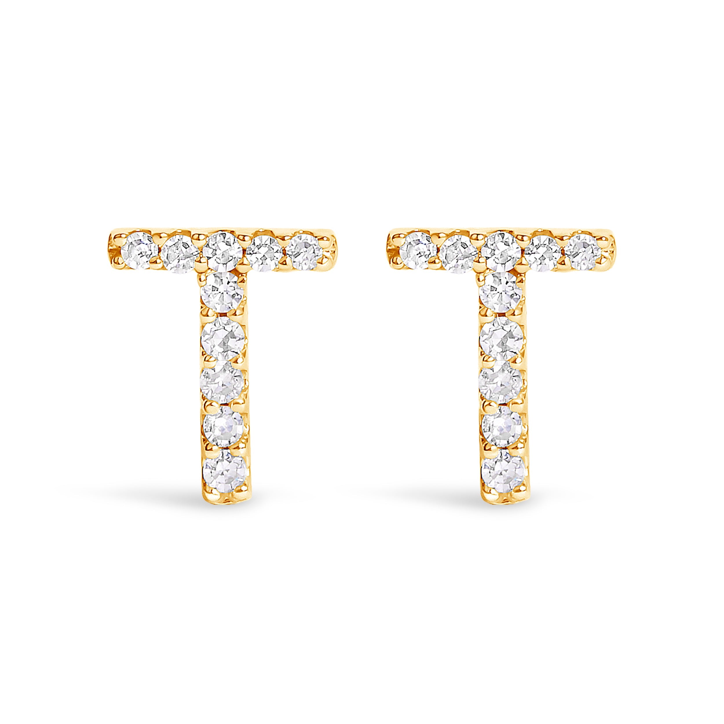 10K White Gold 1/10 Cttw Diamond Initial “A†Stud Earring by Bids.com