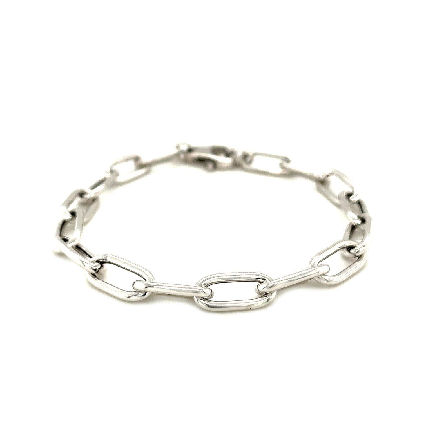 Sterling Silver Wide Paperclip Chain Bracelet by Bids.com