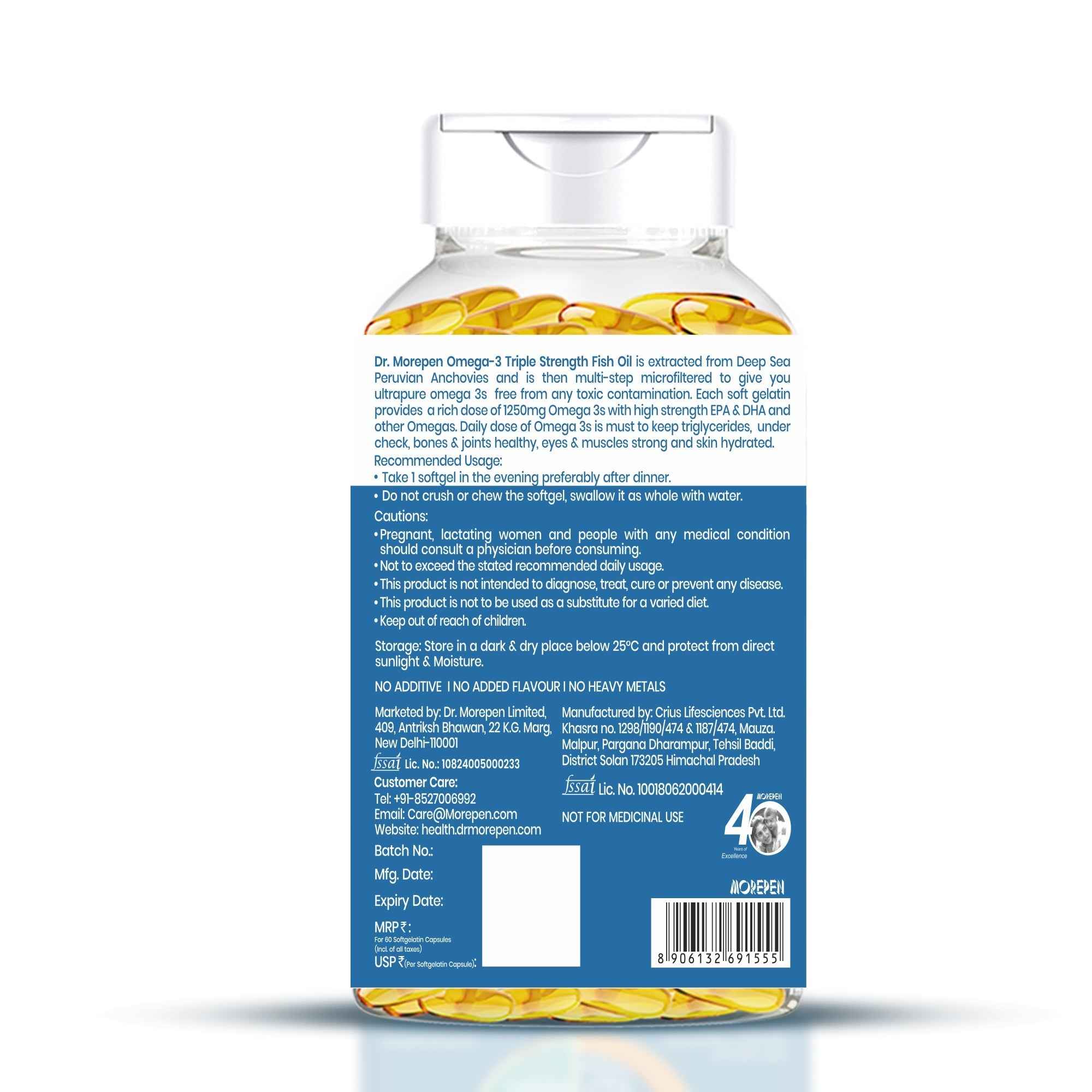 Dr. Morepen Omega-3 Deep Sea Fish Oil Triple Strength Softgels