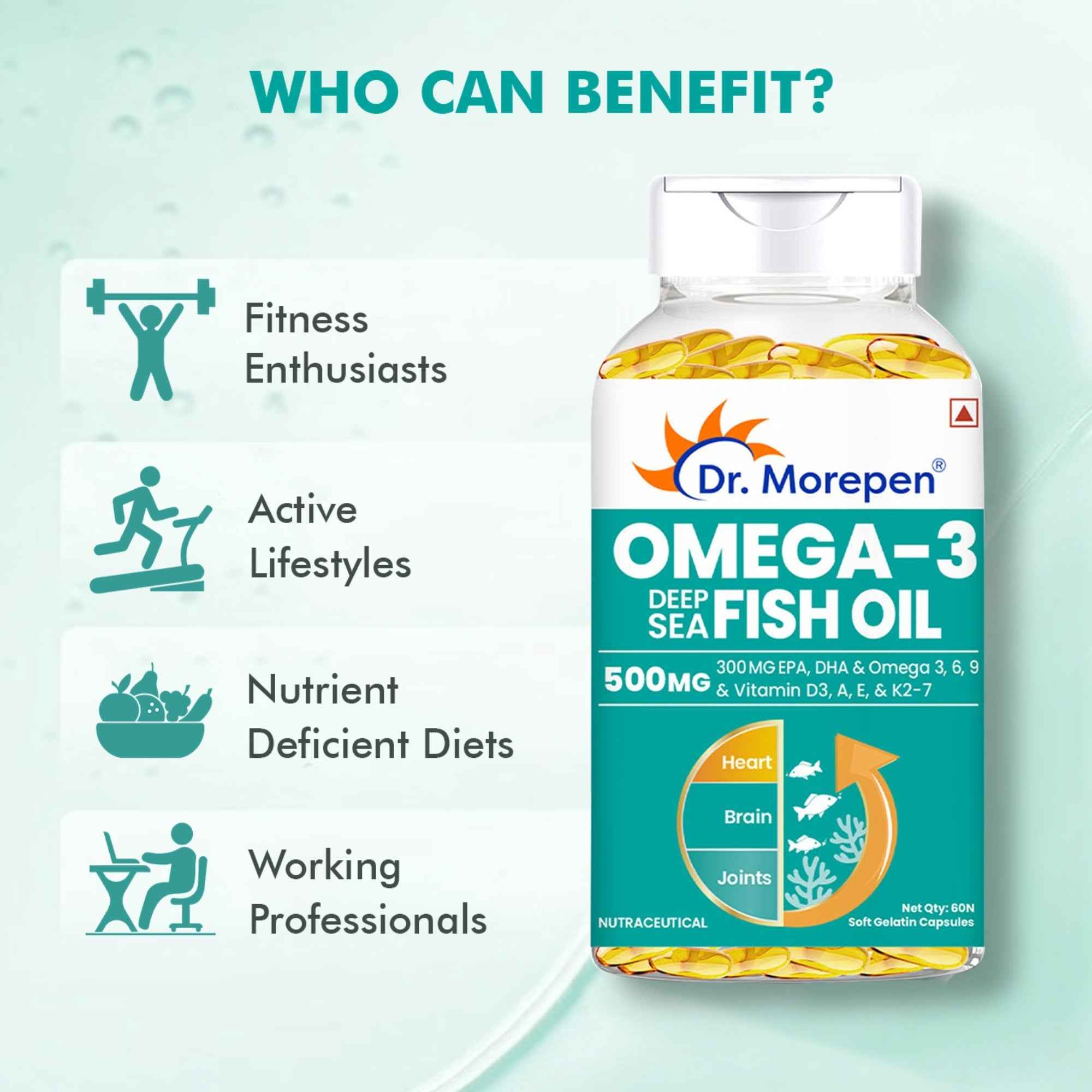 Dr. Morepen Omega-3 Deep Sea Fish Oil 500mg Softgels