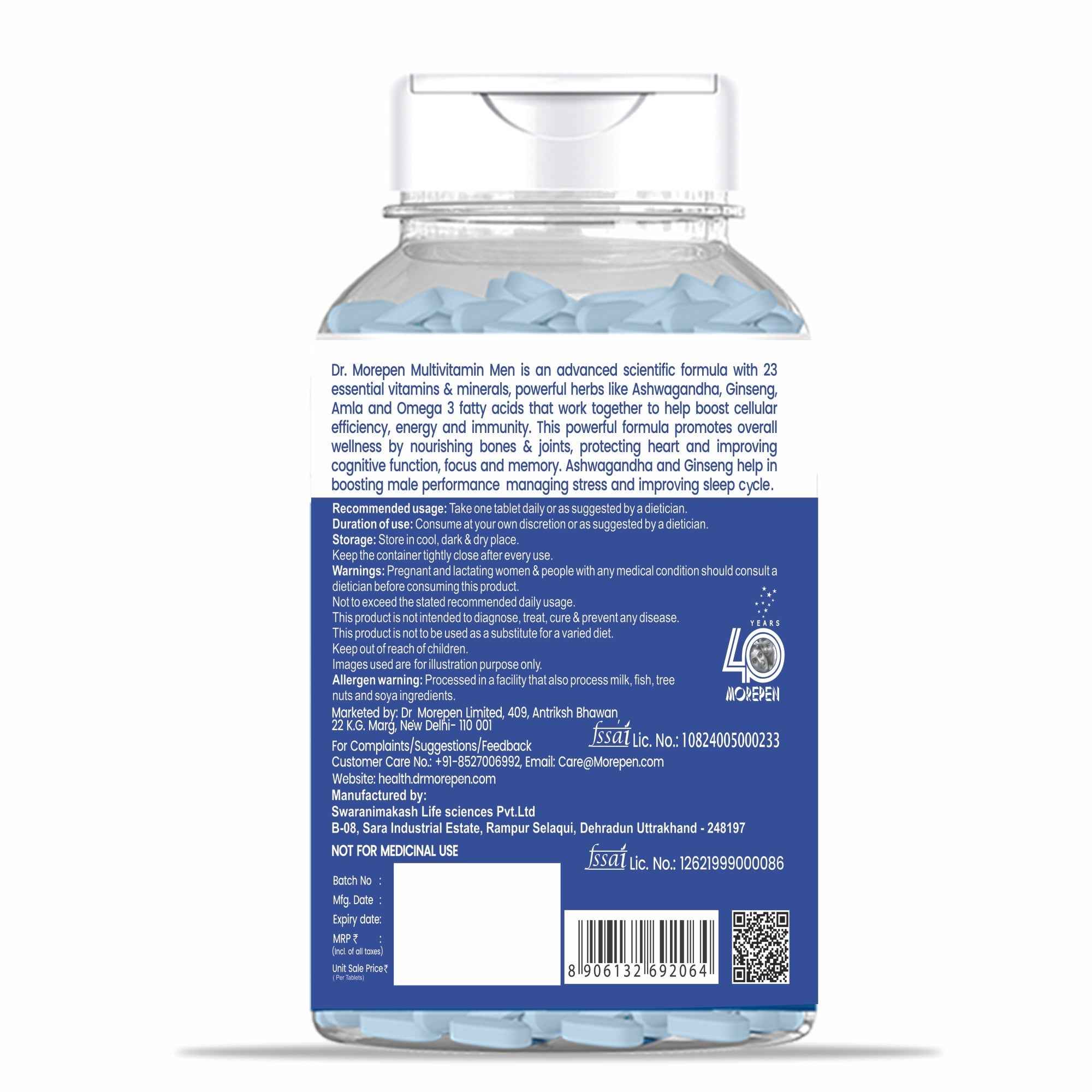 Dr. Morepen Multivitamins For Men With Omega 3 & Herbs