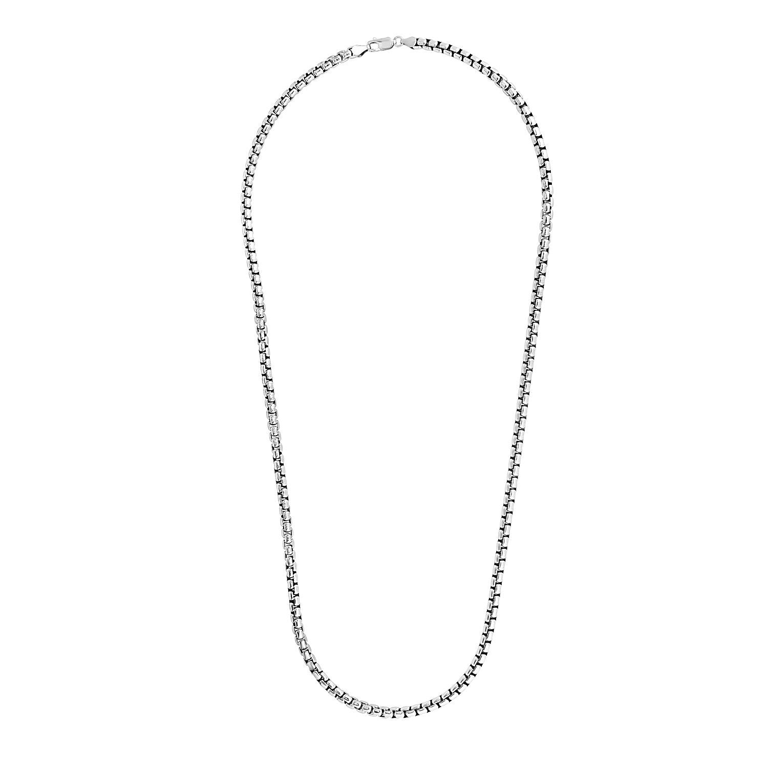5.2mm Sterling Silver Rhodium Plated Round Box Chain by Bids.com