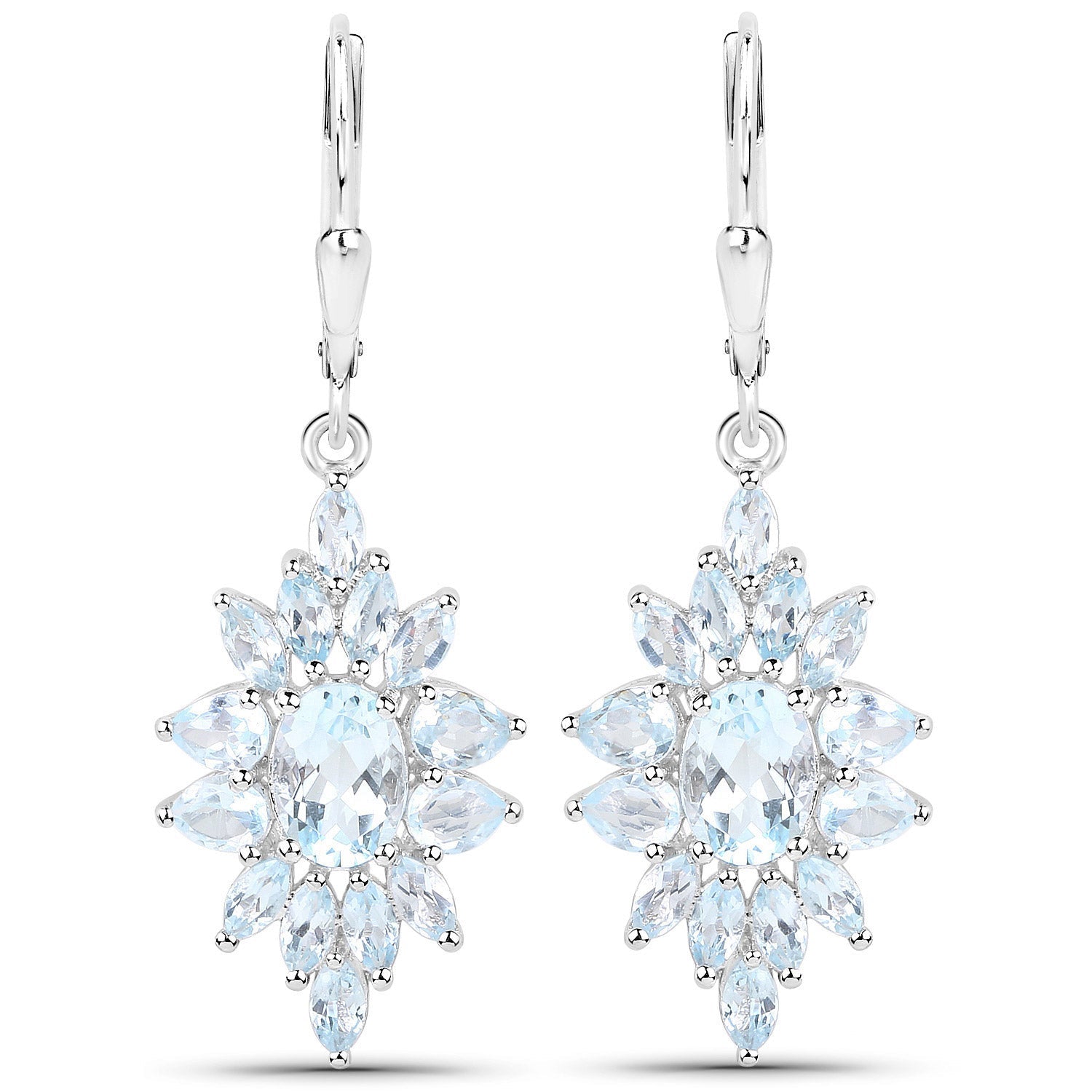 19.18 Carat Genuine Blue Topaz .925 Sterling Silver 3 Piece Jewelry Set (Ring, Earrings, and Pendant w/ Chain) by Bids.com
