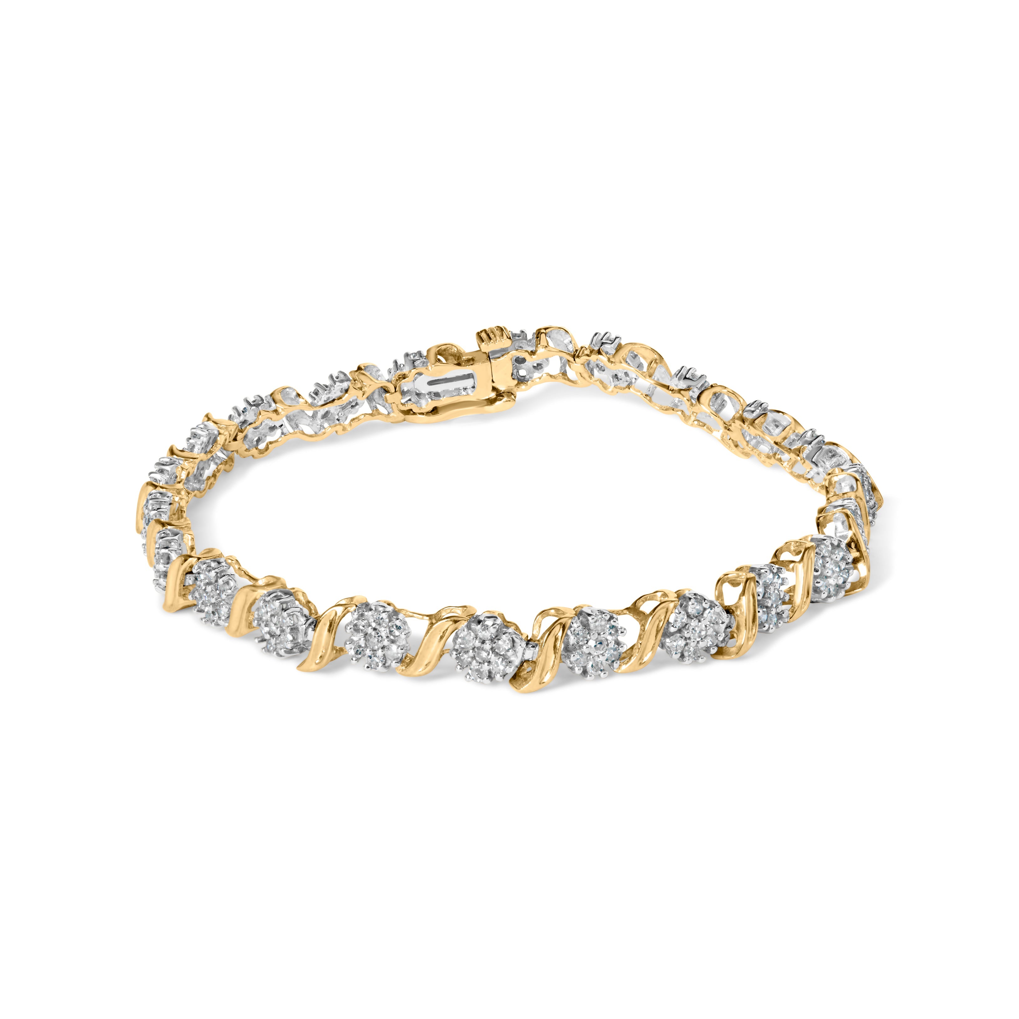 10K Yellow Gold 2.00 Cttw Round Cut Diamond &